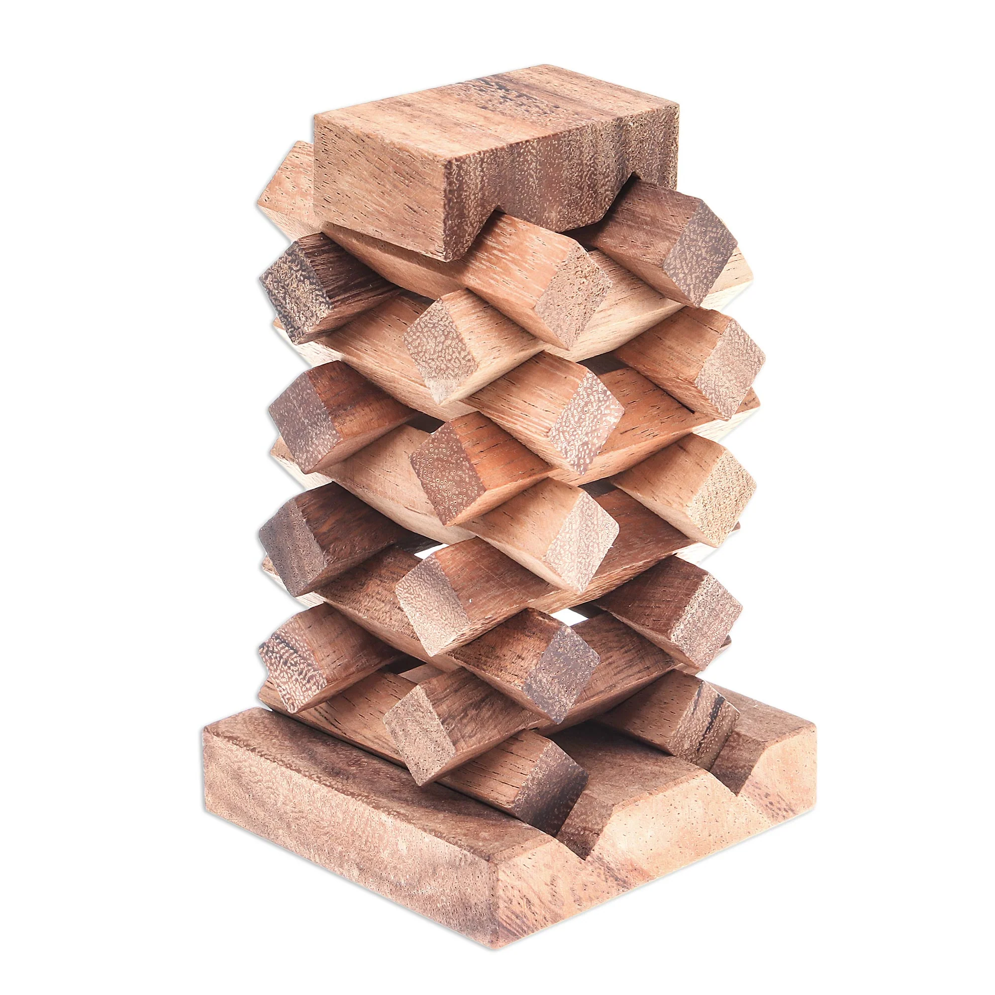 Tower of Pisa 18-Piece Raintree Wood Tower Puzzle from Thailand - Image 2