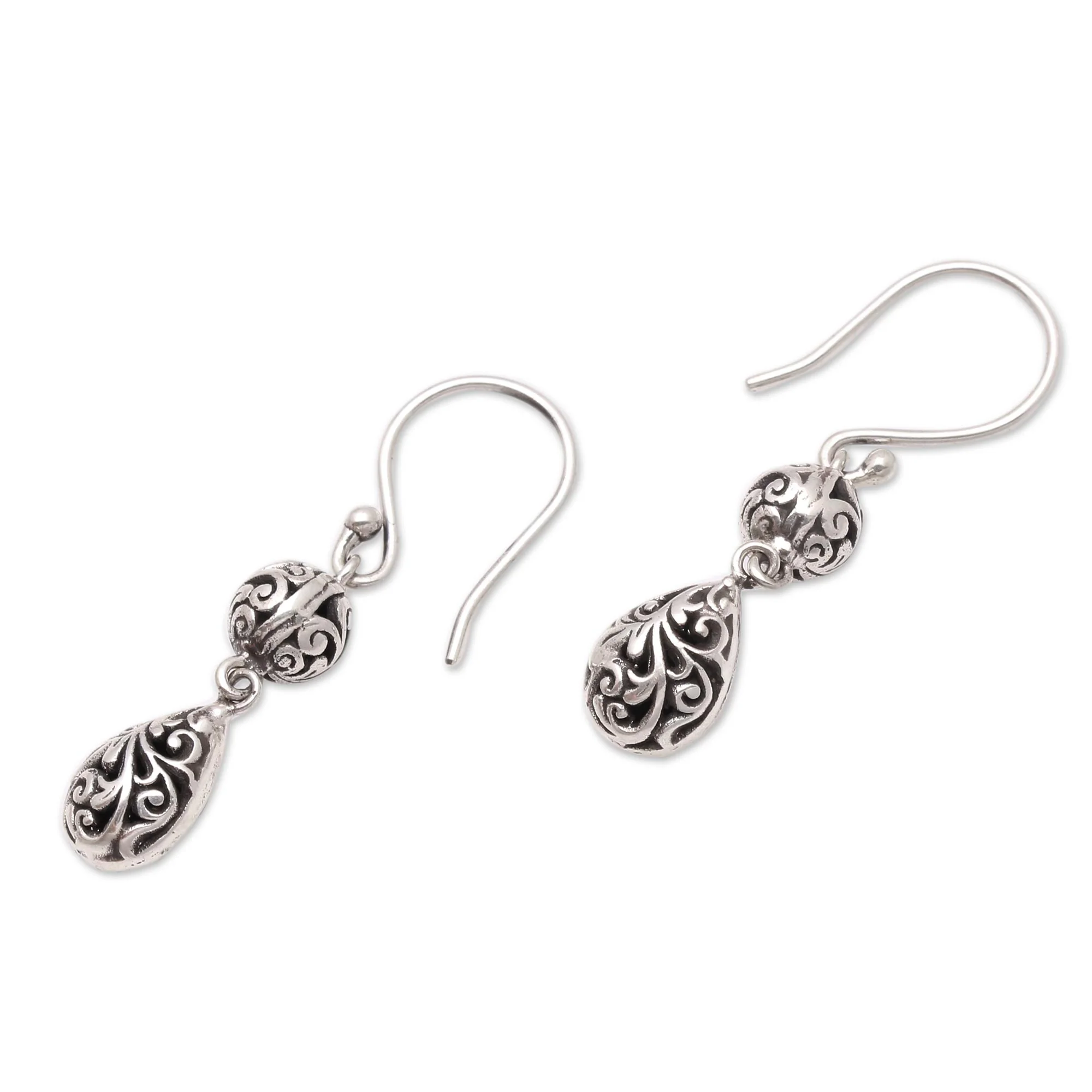 Traditional Dew Dewdrop Sterling Silver Dangle Earrings from Bali - Image 4