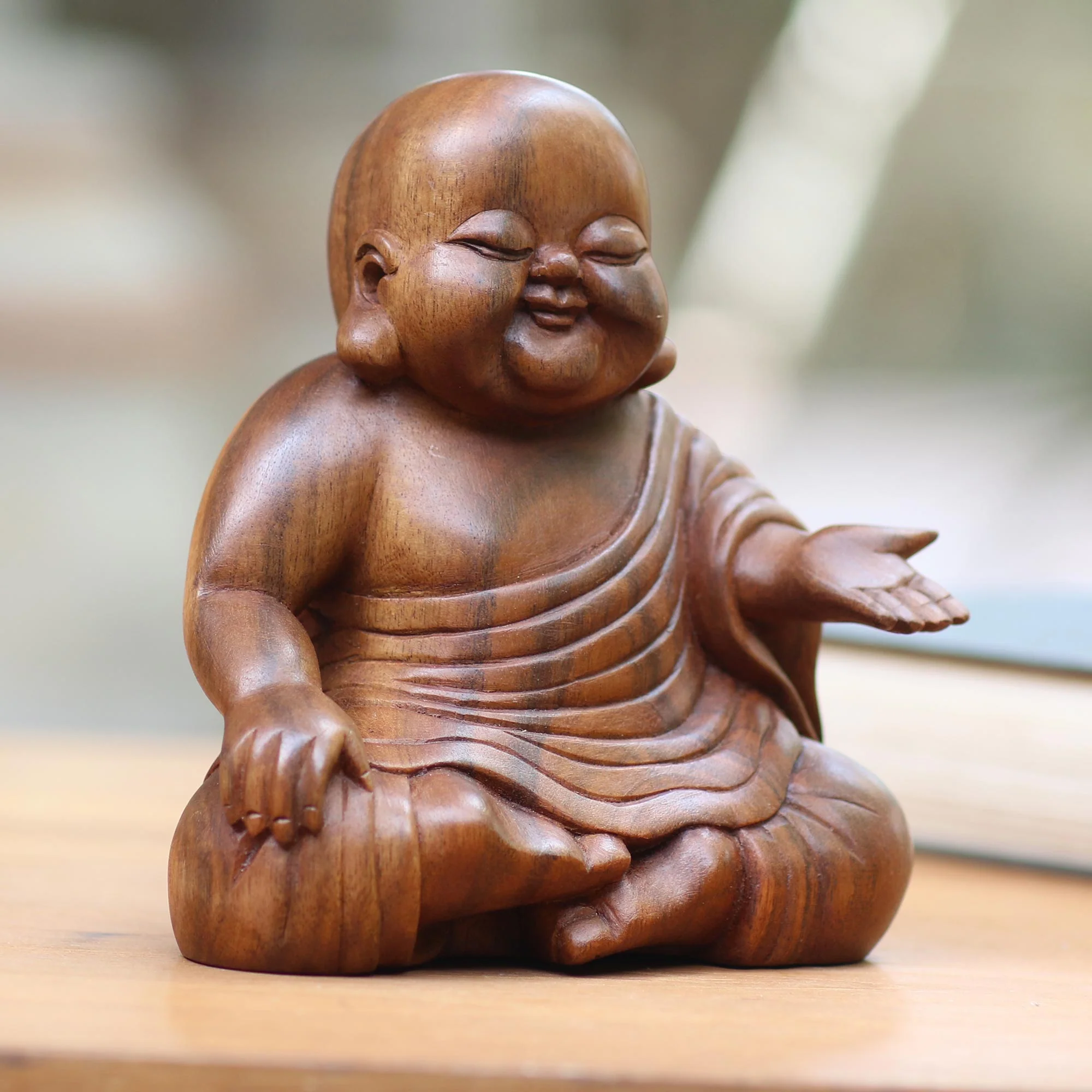Tranquil Buddha Hand Carved Wood Buddha Sculpture from Bali - Image 3