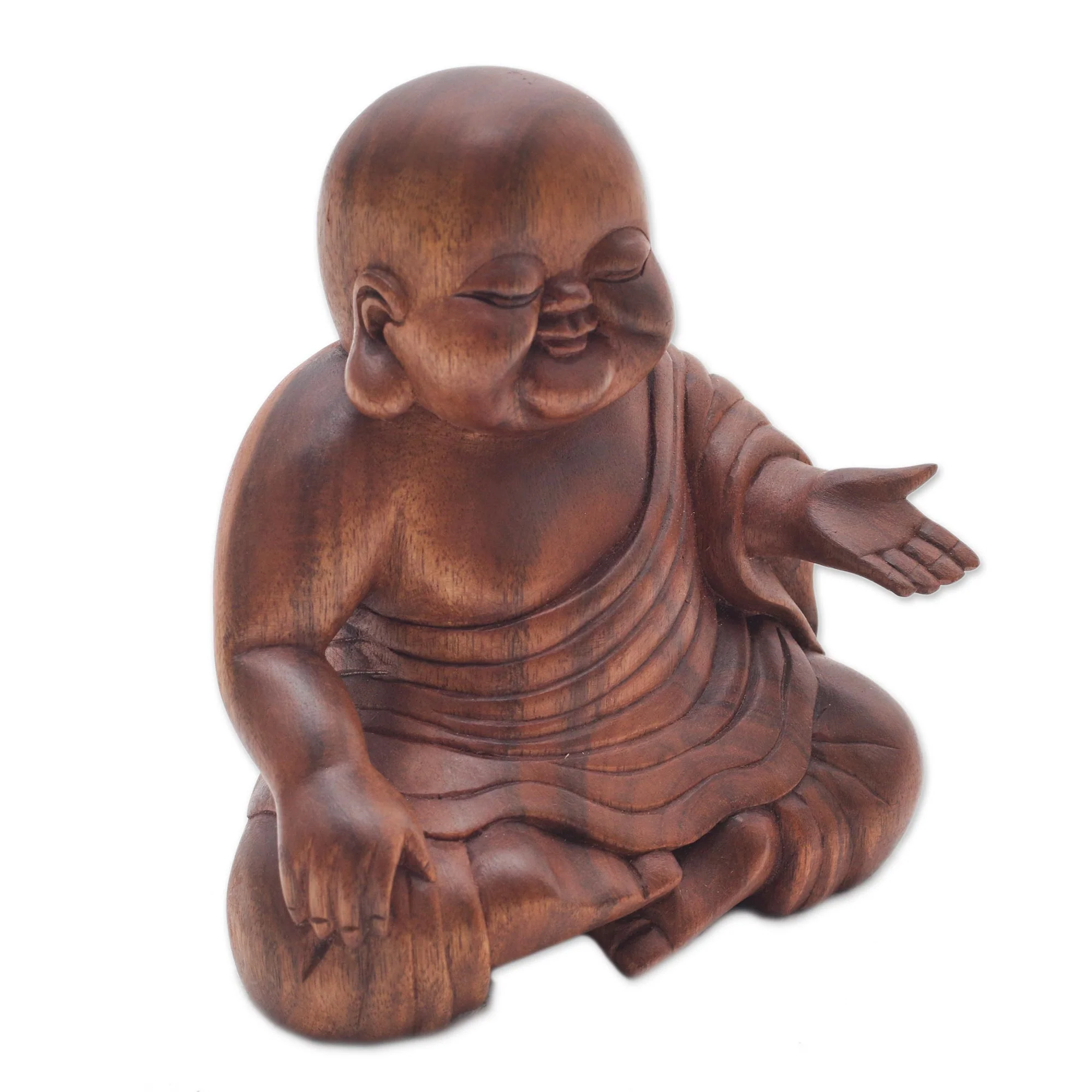 Tranquil Buddha Hand Carved Wood Buddha Sculpture from Bali - Image 4