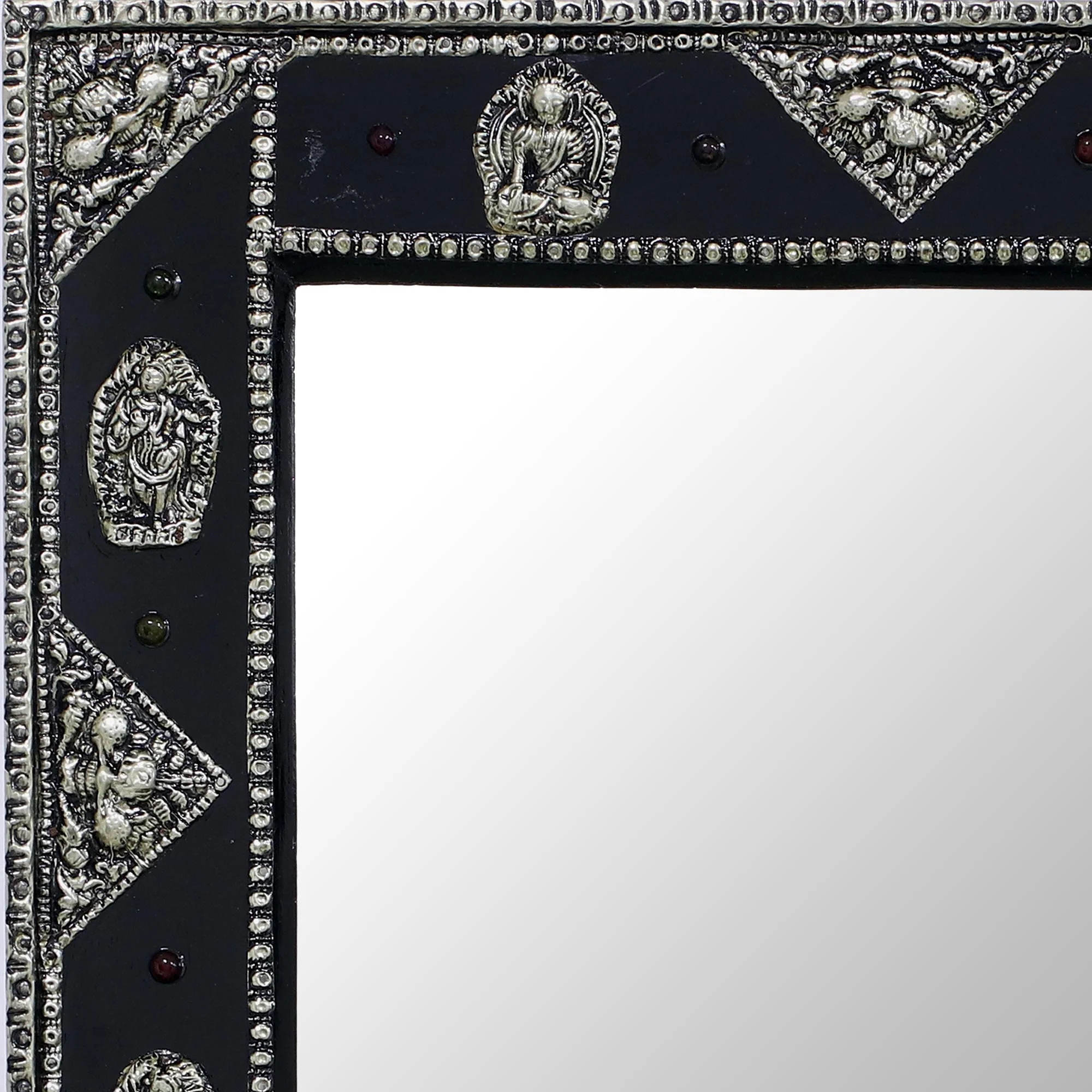 Tranquility Handcrafted Brass on Wood Wall Mirror - Image 3