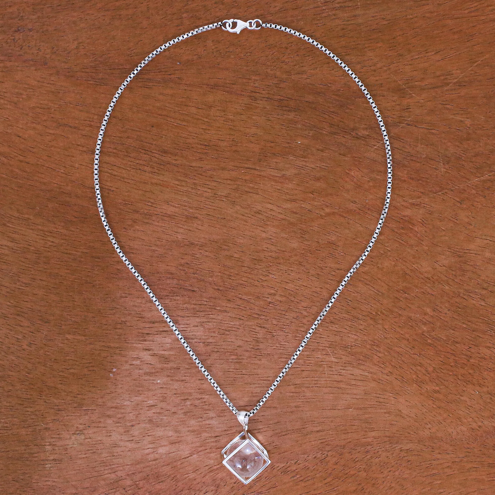 Translucent Raindrop Modern Sterling Silver Necklace with Quartz - Image 3