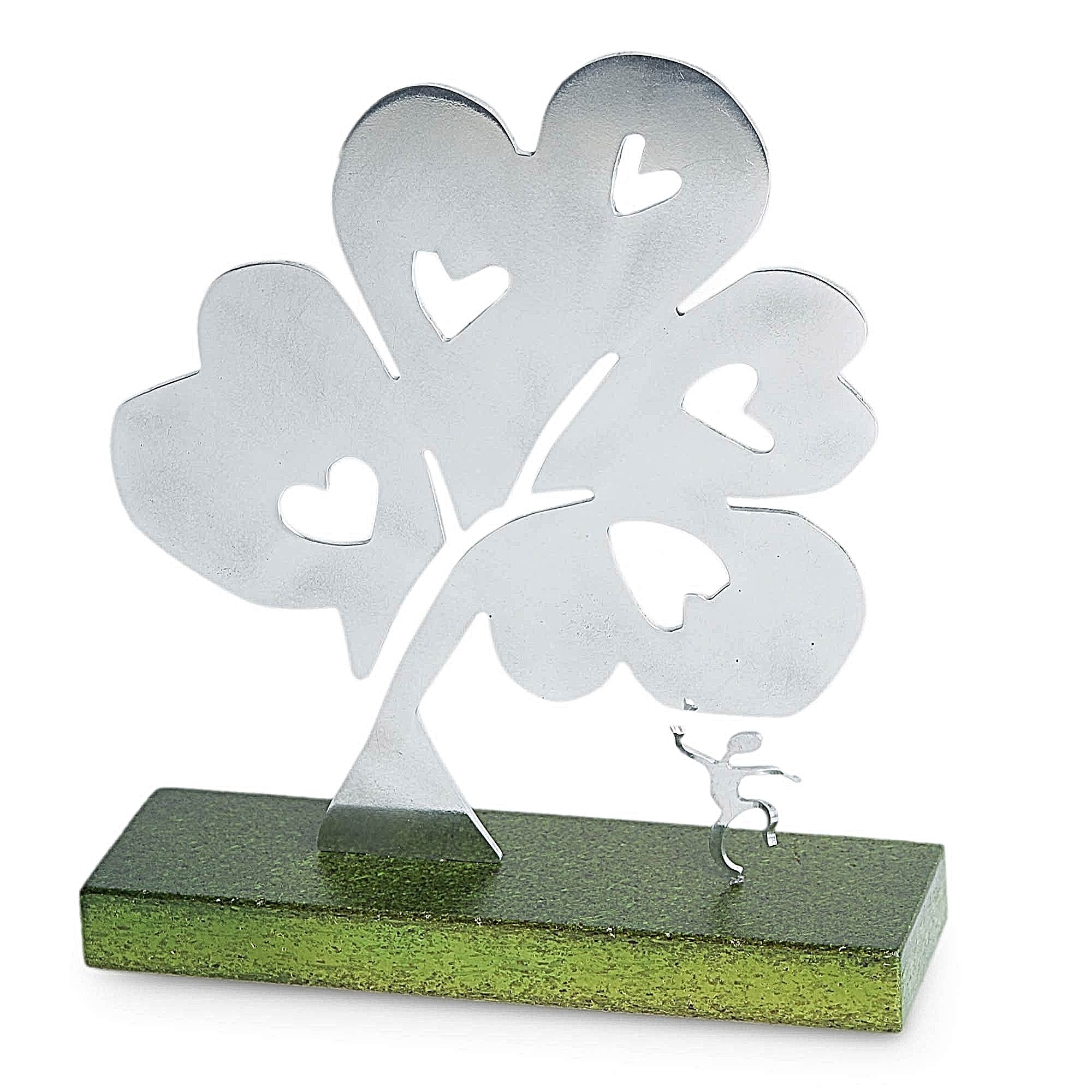 Tree Of Hearts I Aluminum and Wood Sculpture - Image 2