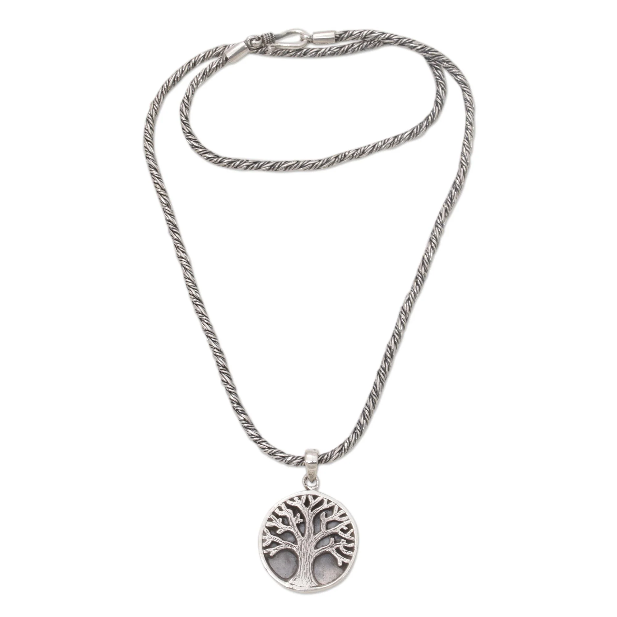 Tree of Hope Sterling Silver Tree Pendant Necklace from Indonesia - Image 2