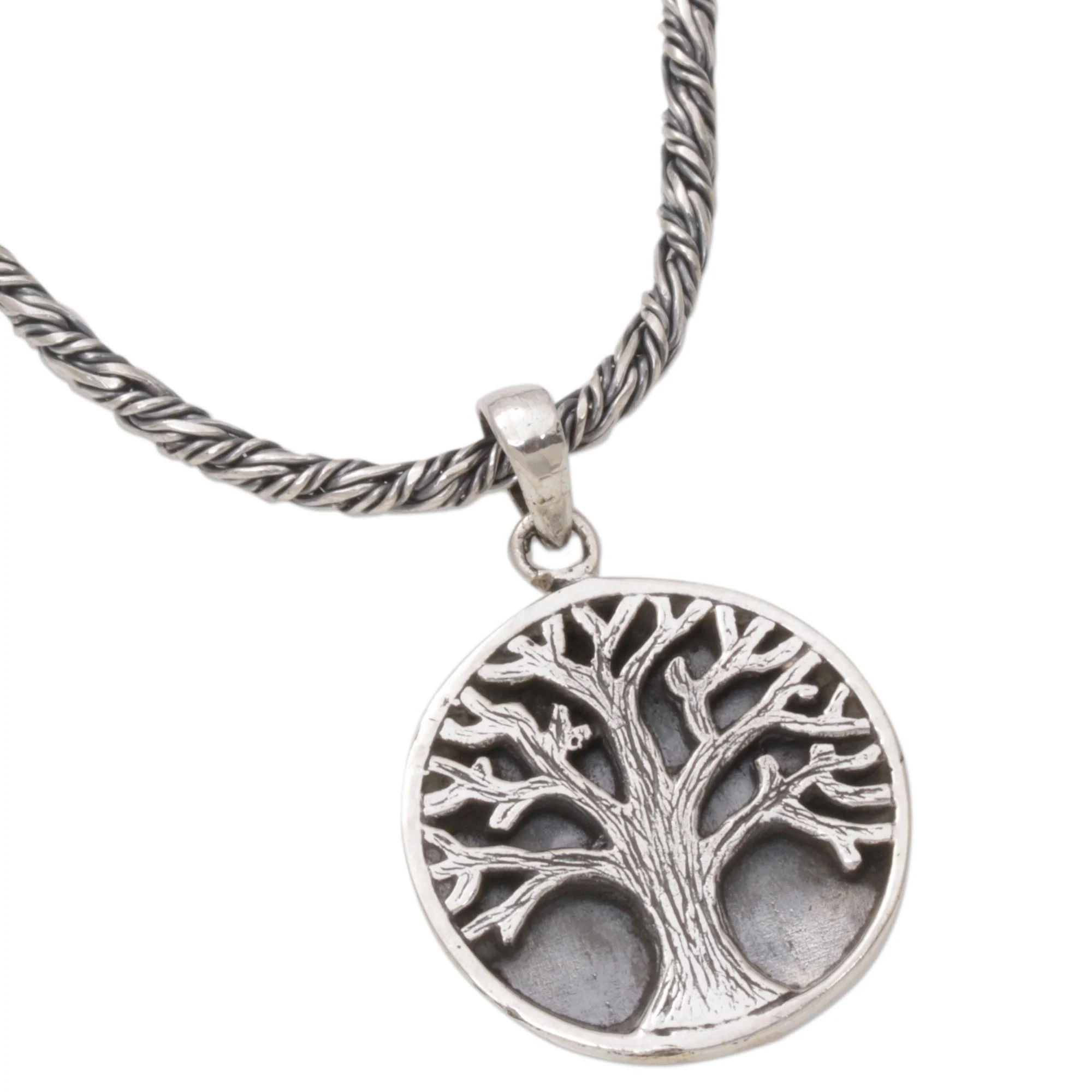Tree of Hope Sterling Silver Tree Pendant Necklace from Indonesia - Image 5