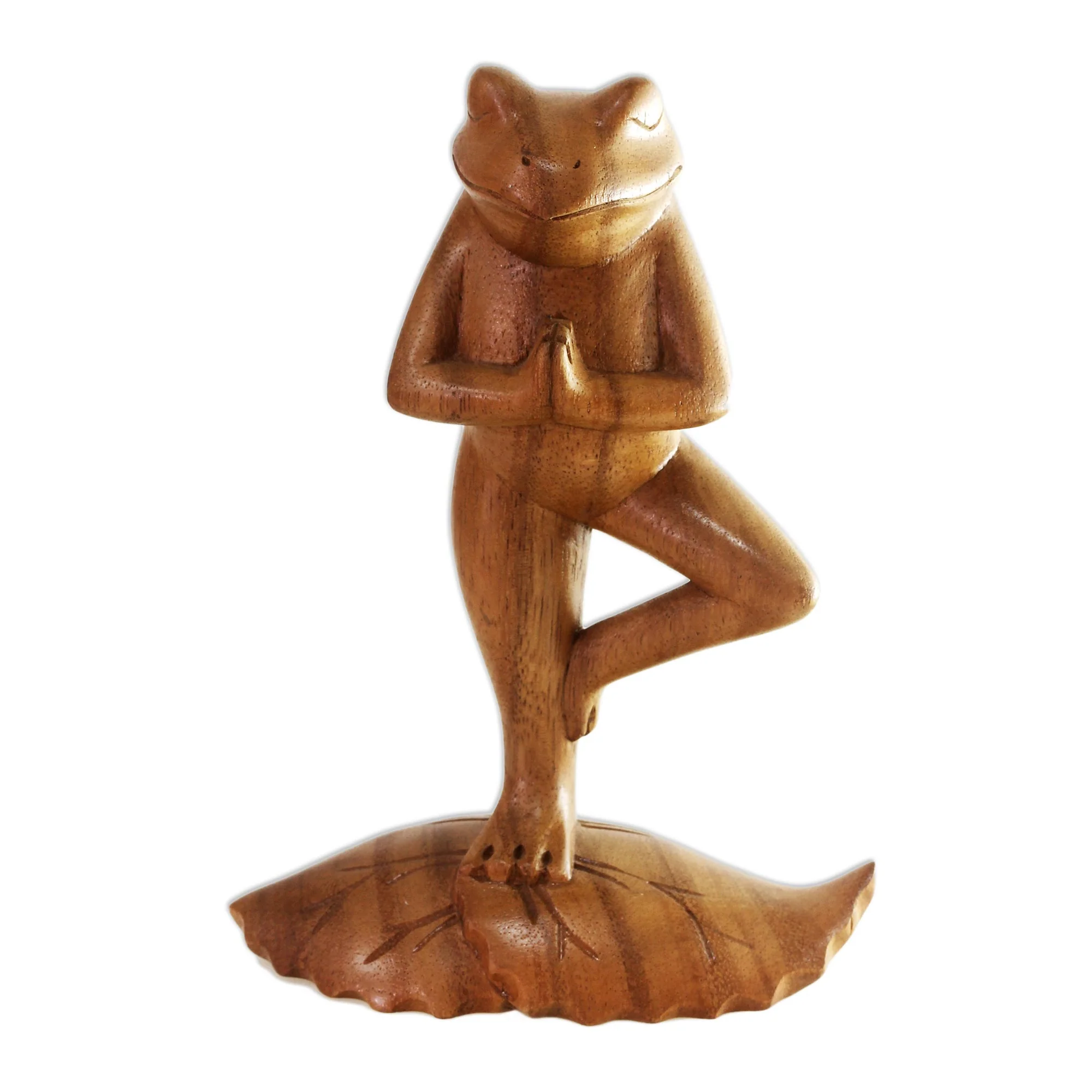 Tree Pose Yoga Frog Wood Sculpture - Image 2