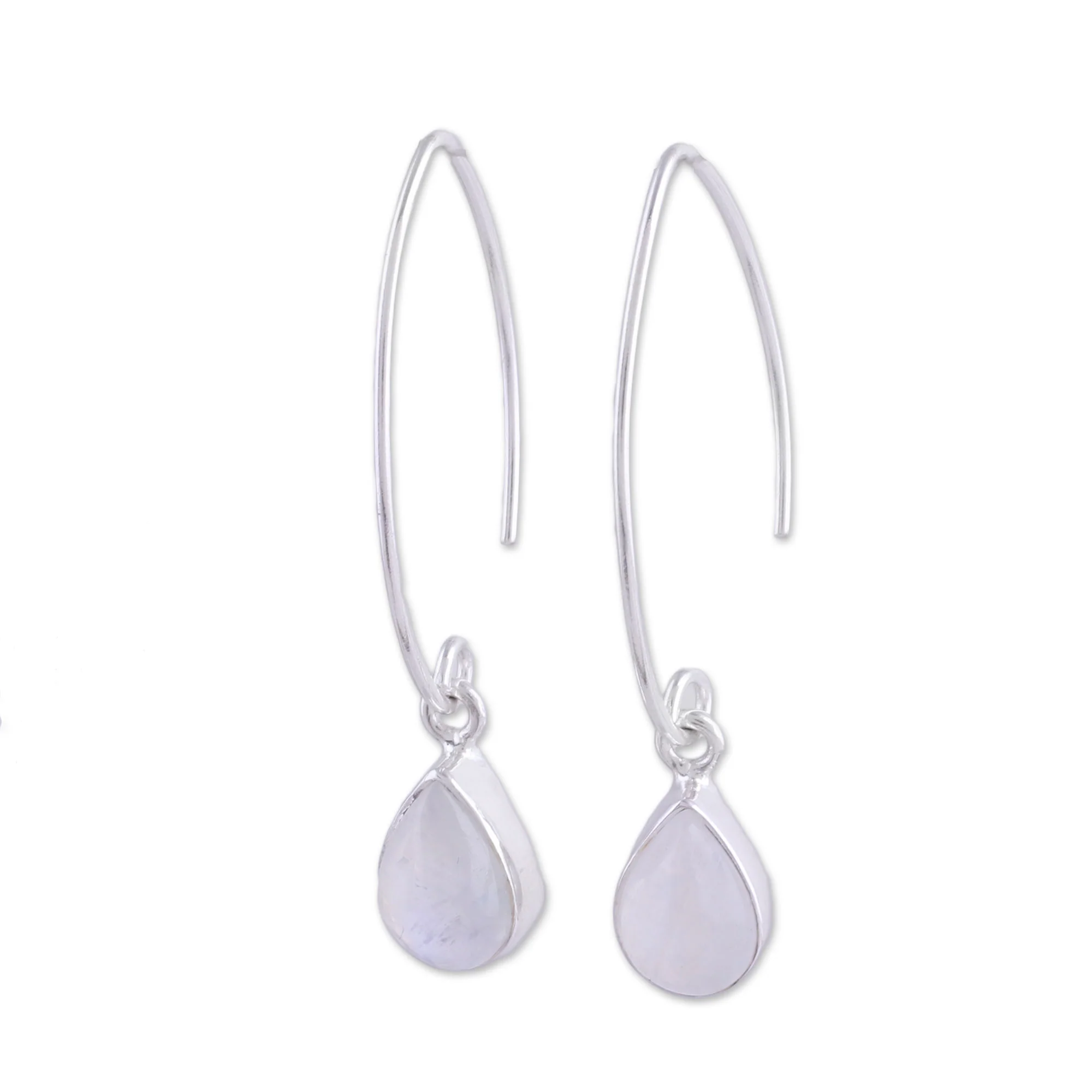Trendy Luster Rainbow Moonstone Silver Earrings - Image 5