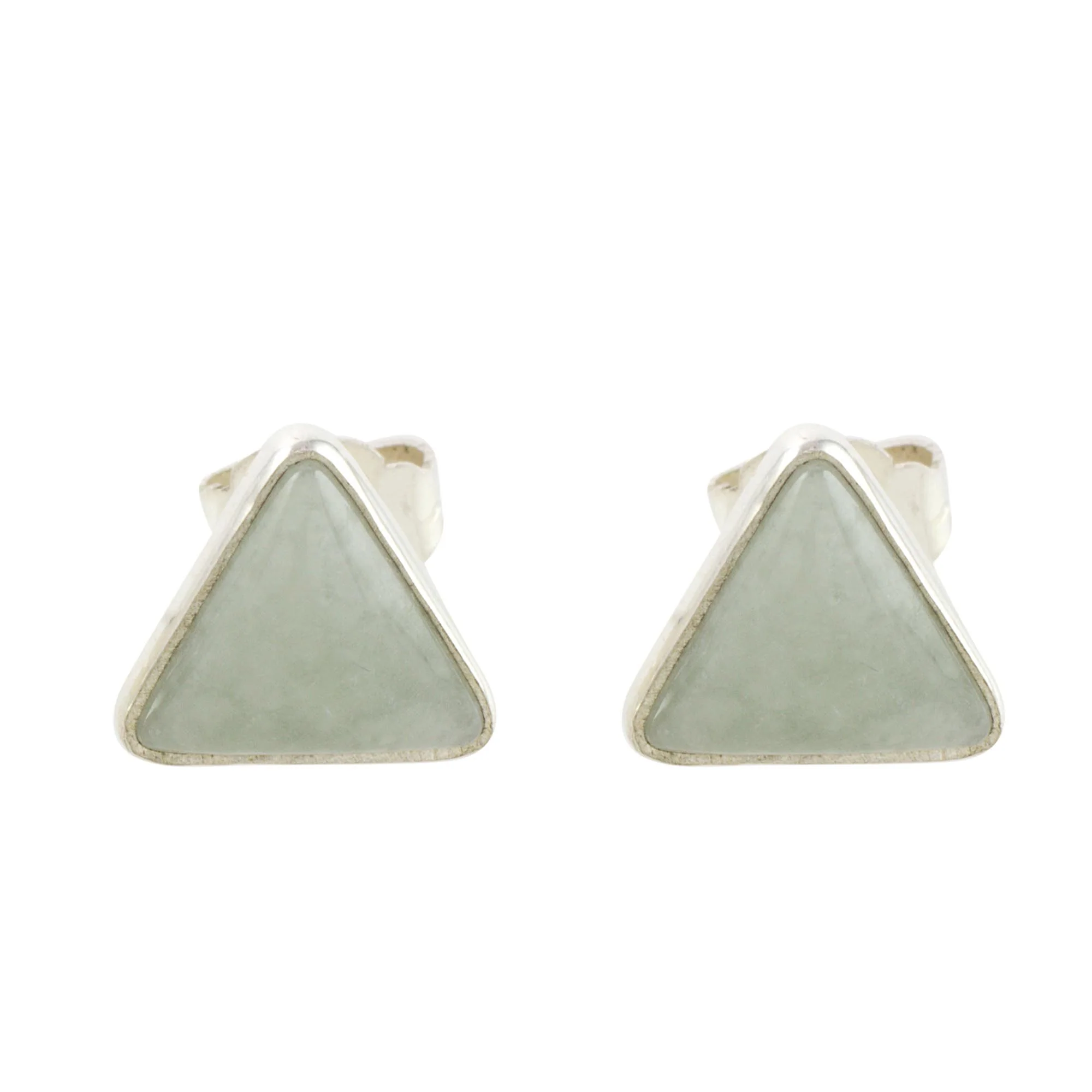 Triangle Allure Jade and Sterling Silver Triangle Stud Earrings - Image 2