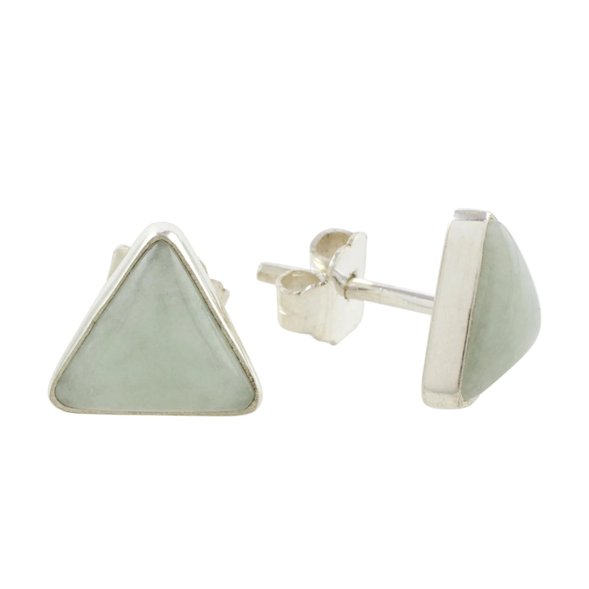 Triangle Allure Jade and Sterling Silver Triangle Stud Earrings - Image 4