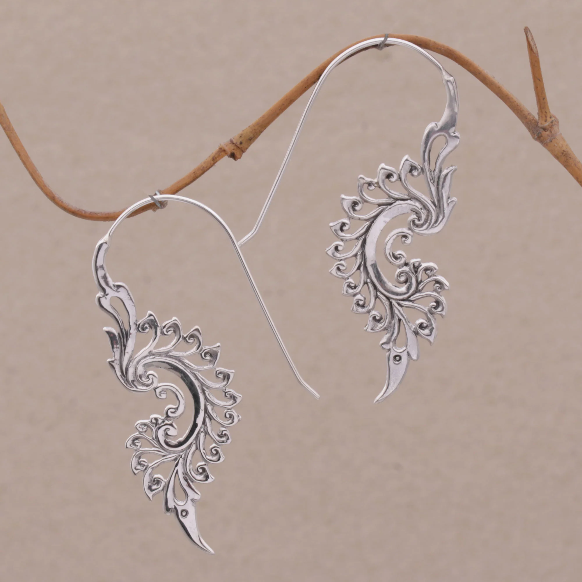 Tribal Allure Sterling Silver Drop Earrings