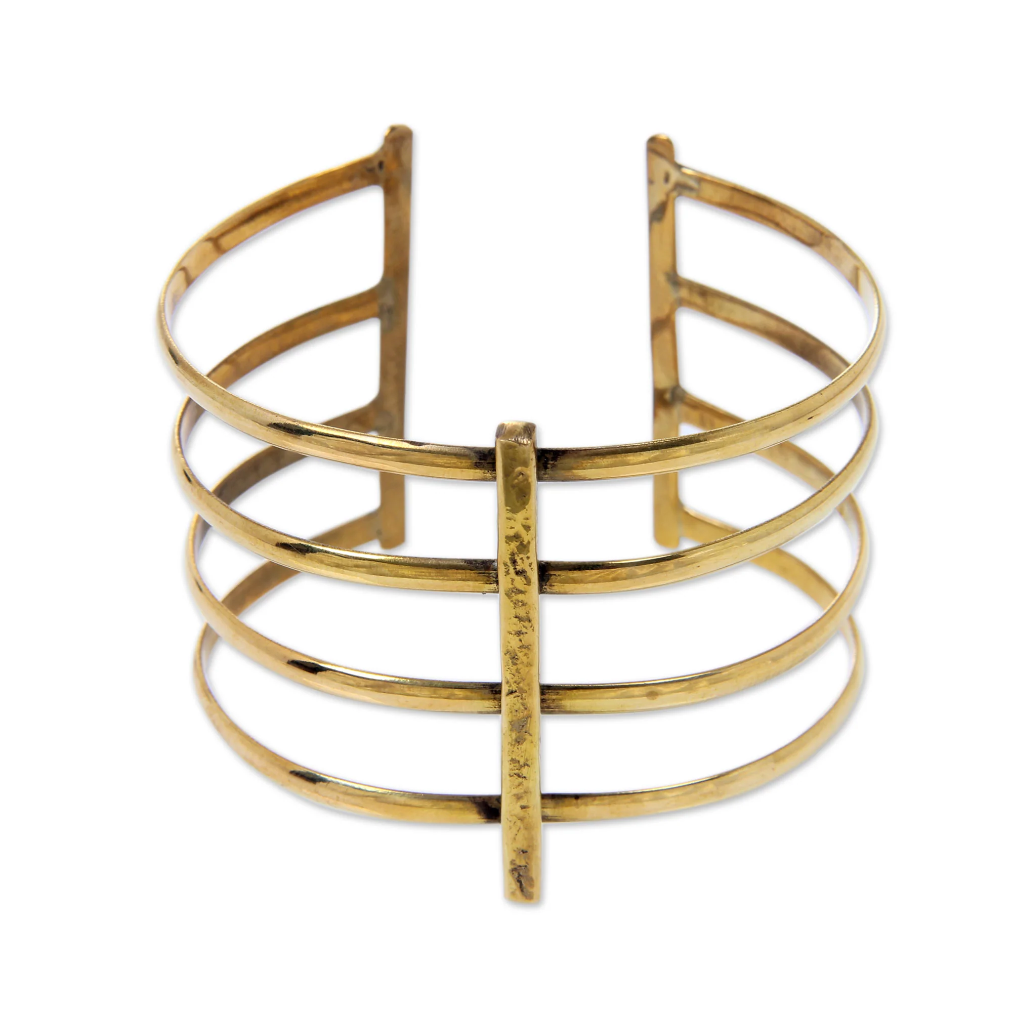 Tribal Urban Wide Cuff Bracelet Crafted by Hand of Brass in Bali - Image 2