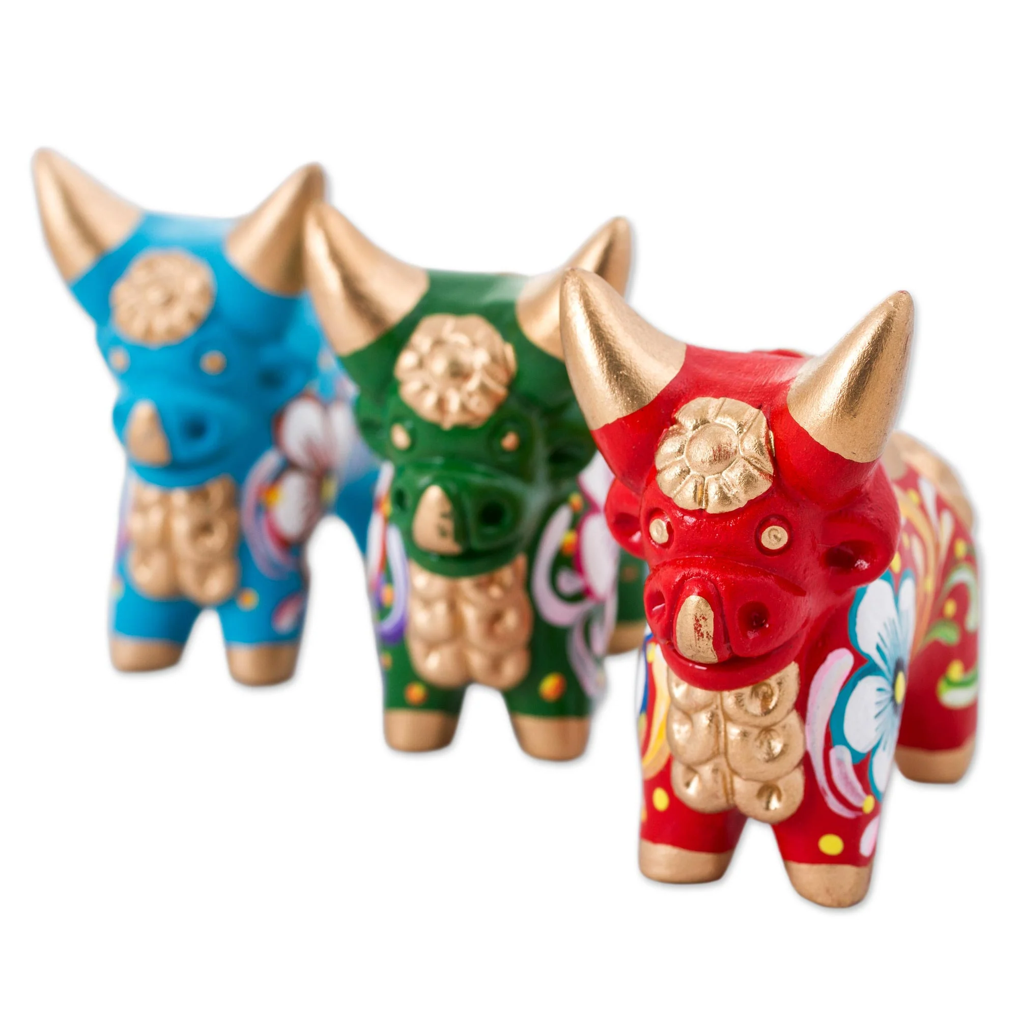 Tricolor Pucara Bulls Ceramic Sculptures - Image 5