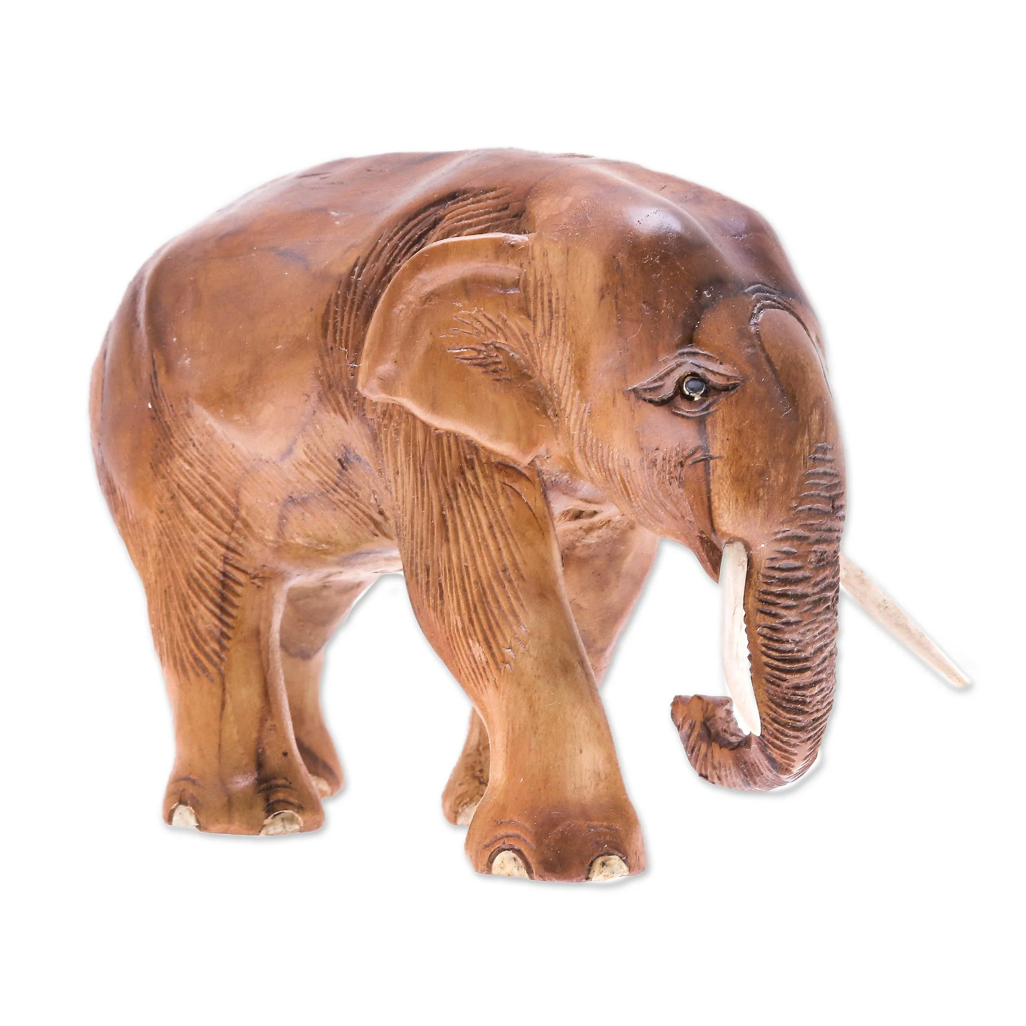 Trip Through Nature Hand-Carved Teak Wood Elephant Sculpture from Thailand - Image 3