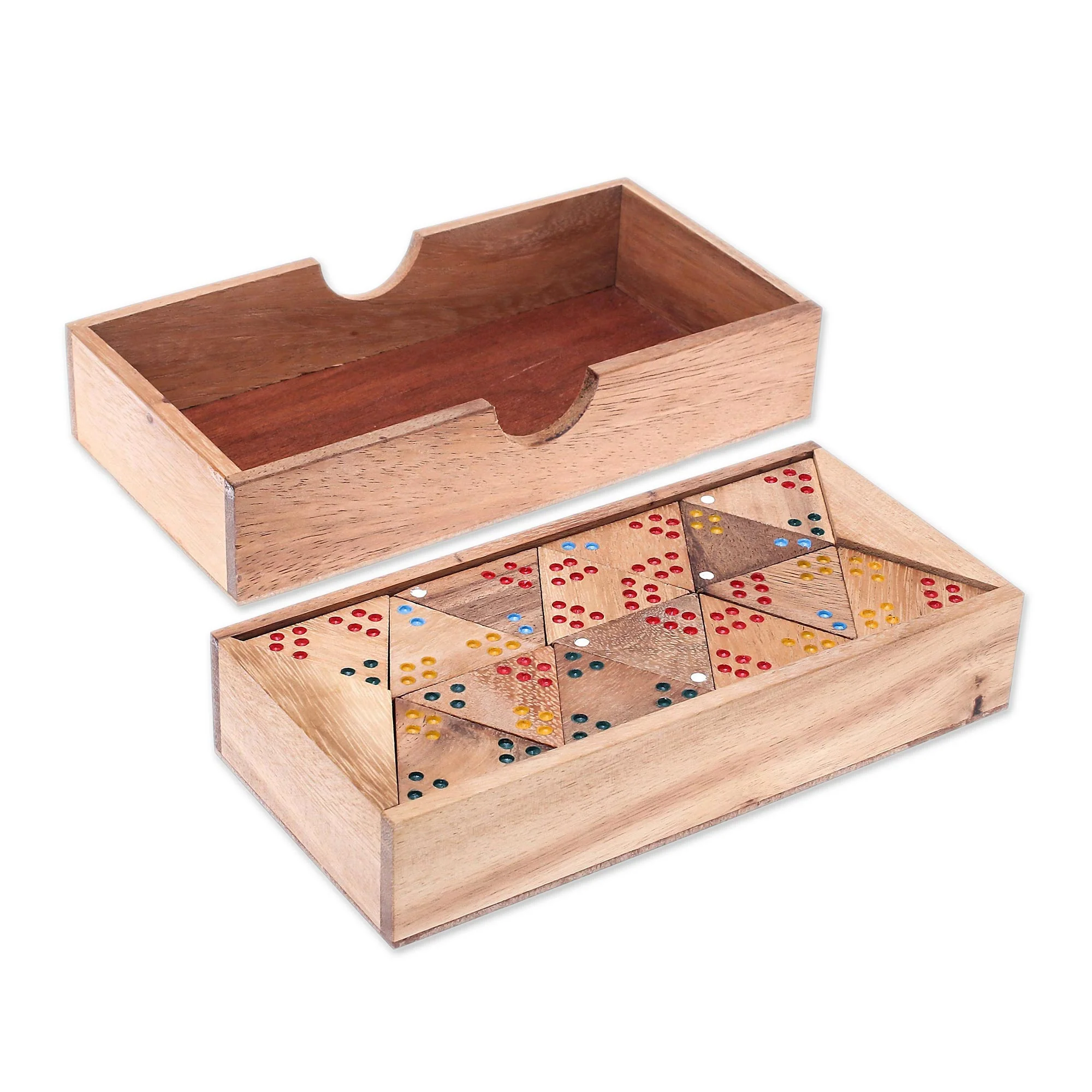 Triple Threat Wood 3-Sided Domino Set Crafted in Thailand - Image 2