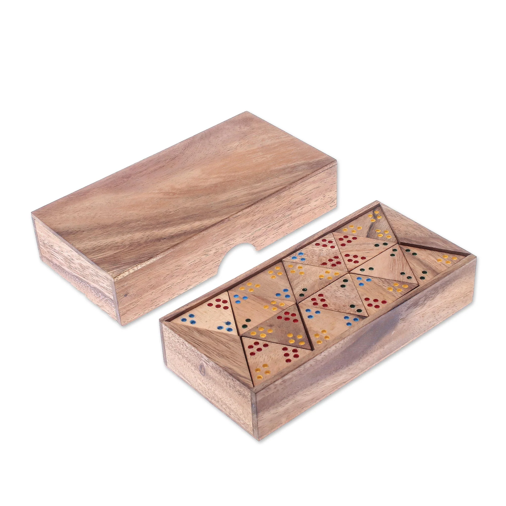 Triple Threat Wood 3-Sided Domino Set Crafted in Thailand - Image 4
