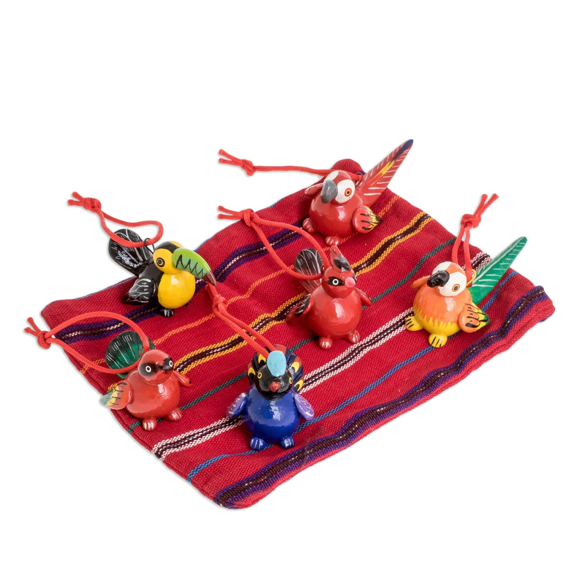 Tropical Birds Ceramic Holiday Ornament Set - Image 3