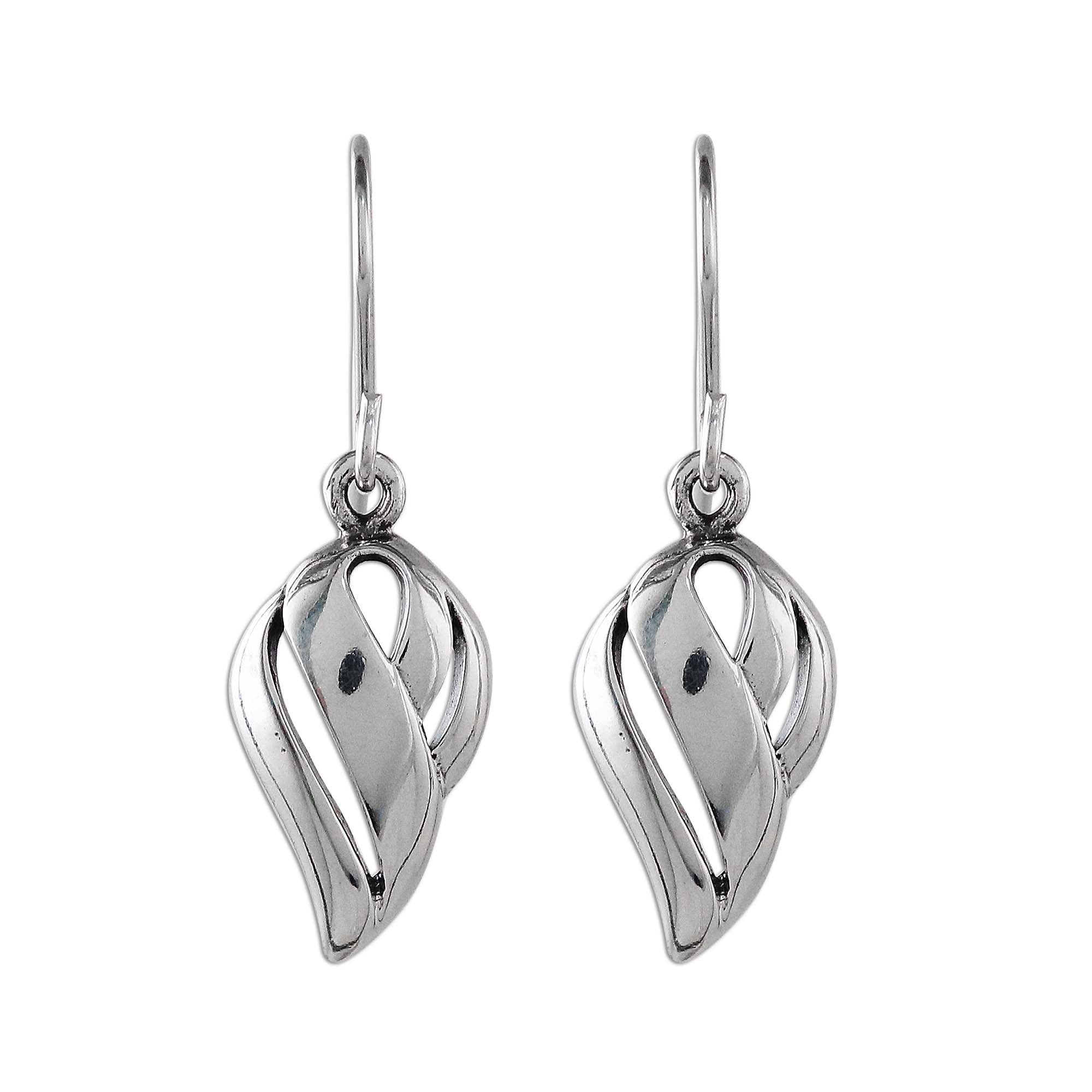 Tropical Breeze Thai Dewdrop Shaped Sterling Silver Dangle Earrings - Image 2
