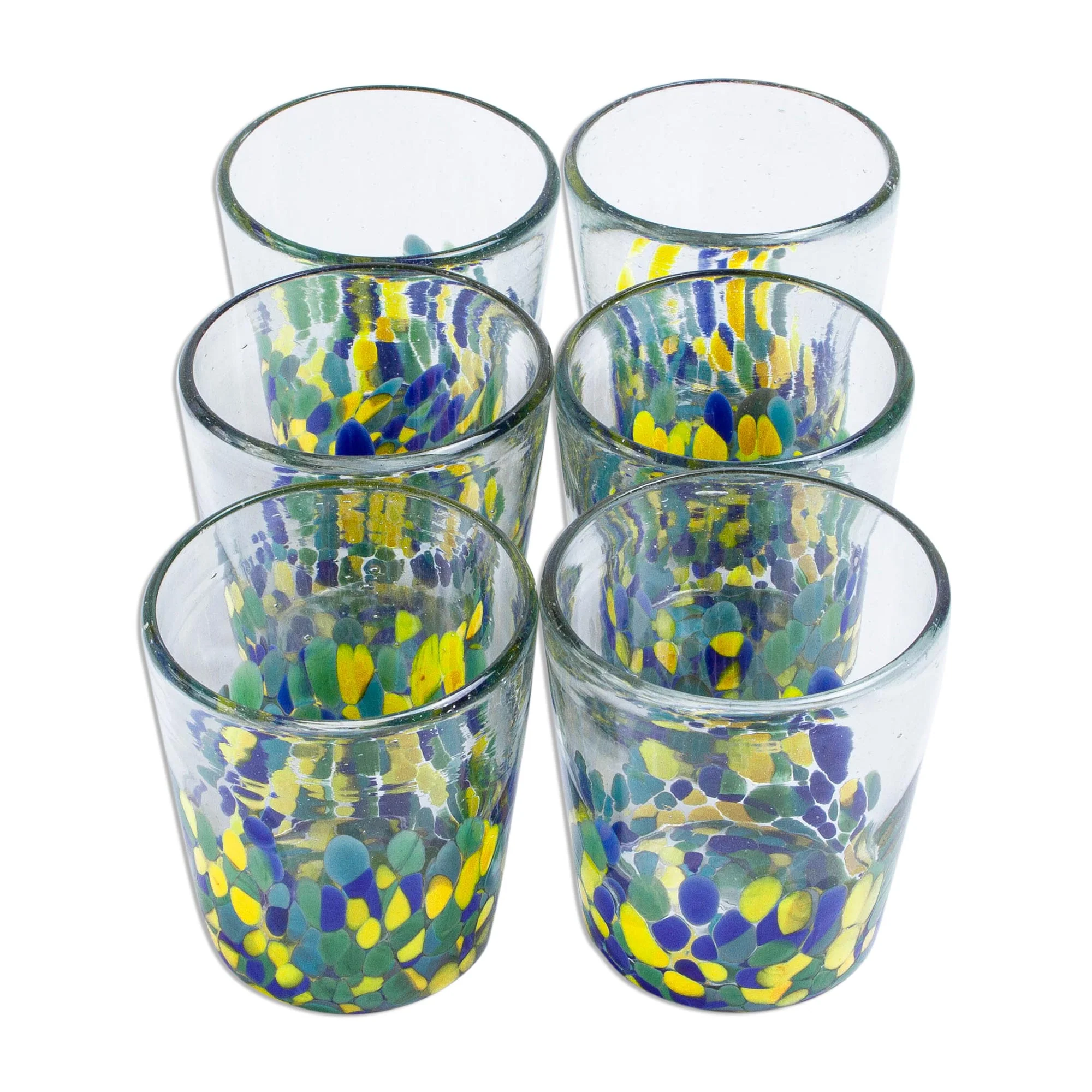Tropical Confetti Colorful Recycled Glass Rocks Glasses (11 Oz., Set of 6) - Image 4