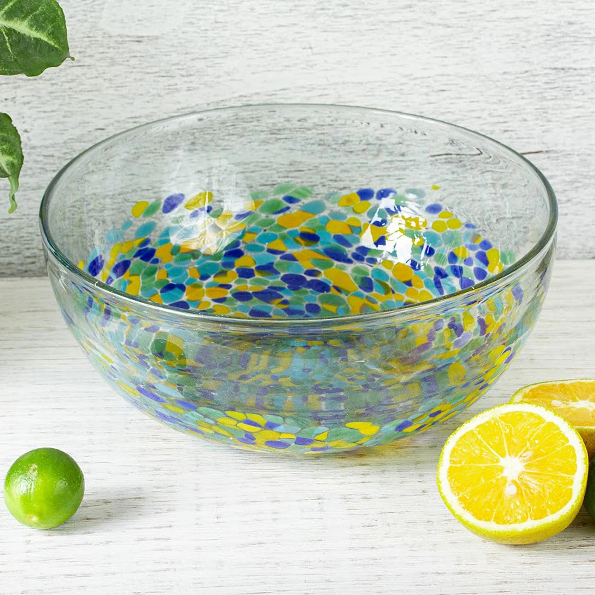 Tropical Confetti Colorful Recycled Glass Serving Bowl from Mexico - Image 3