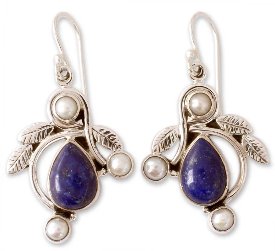 Tropical Fruit Pearl Lapis Earrings - Image 2