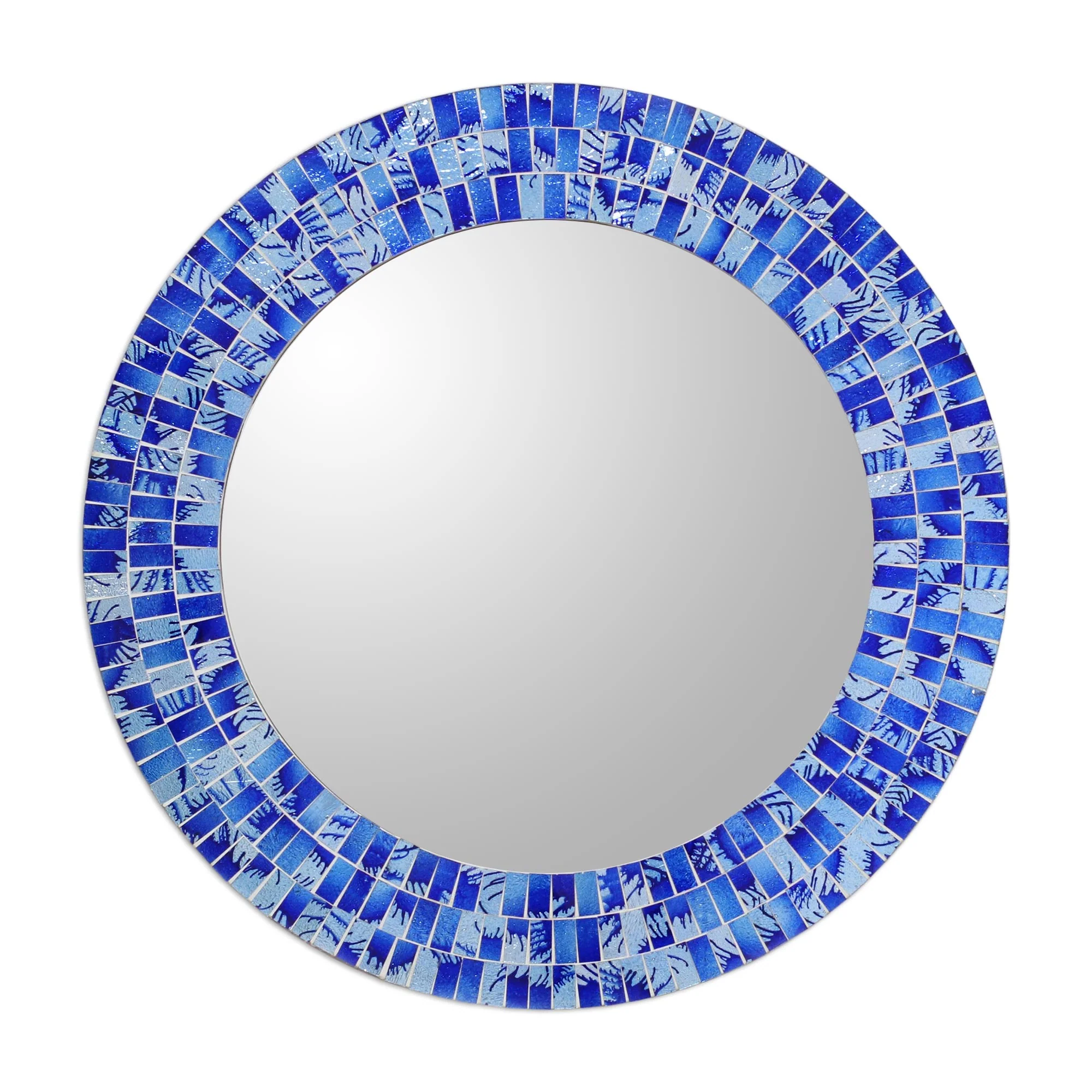 Tropical Fusion Handcrafted Glass Tile Round Wall Mirror - Image 2