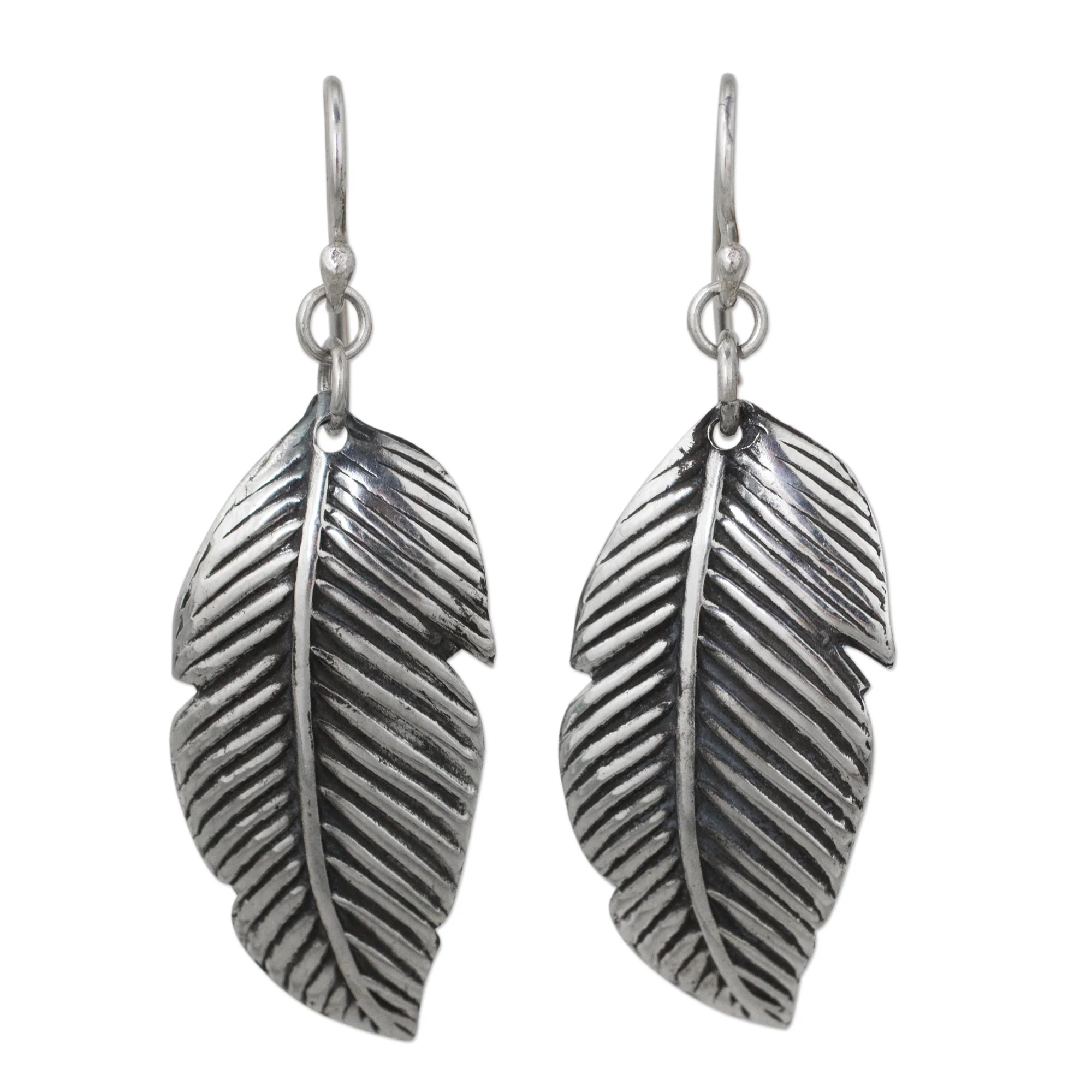 Tropical Leaves Sterling Silver Thai Tropical Leaf Earrings Handmade Jewelry - Image 2