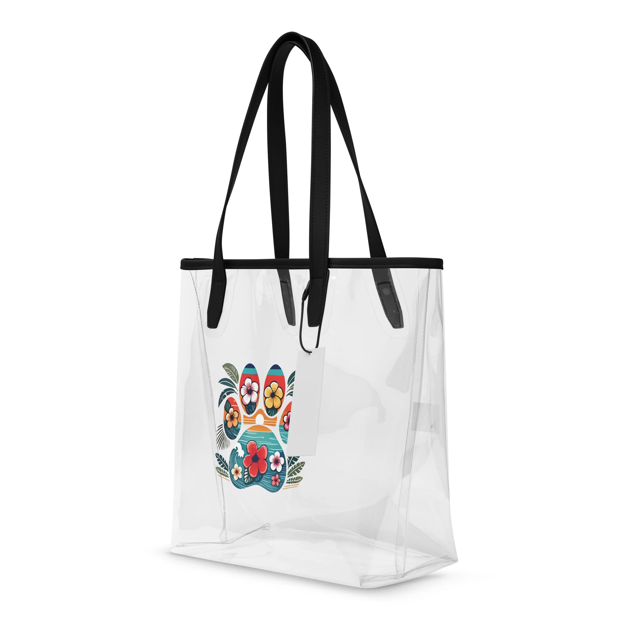Tropical Paw Print Clear Tote Bag - Image 4