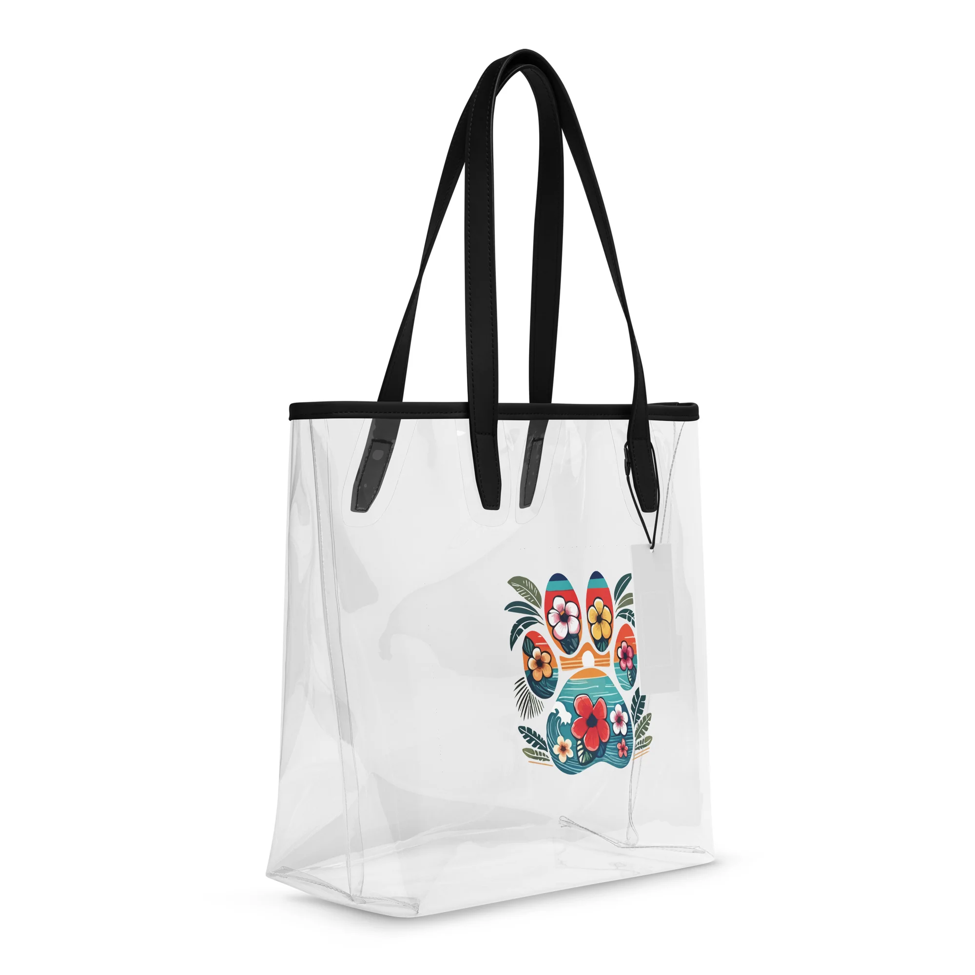 Tropical Paw Print Clear Tote Bag - Image 6