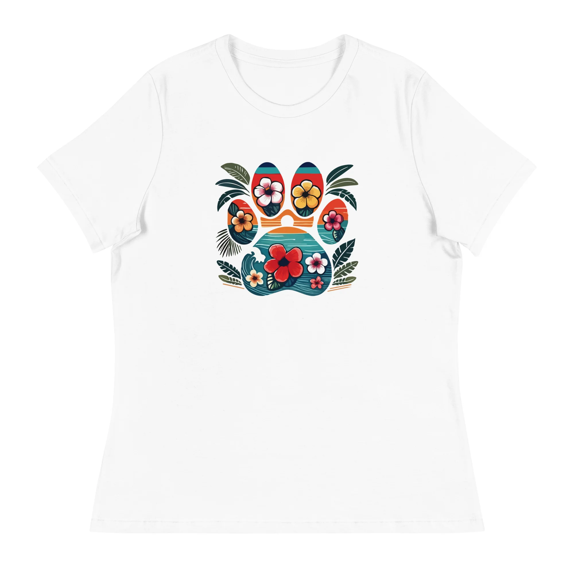 Tropical Paw Print Women's Relaxed T-Shirt - Image 10