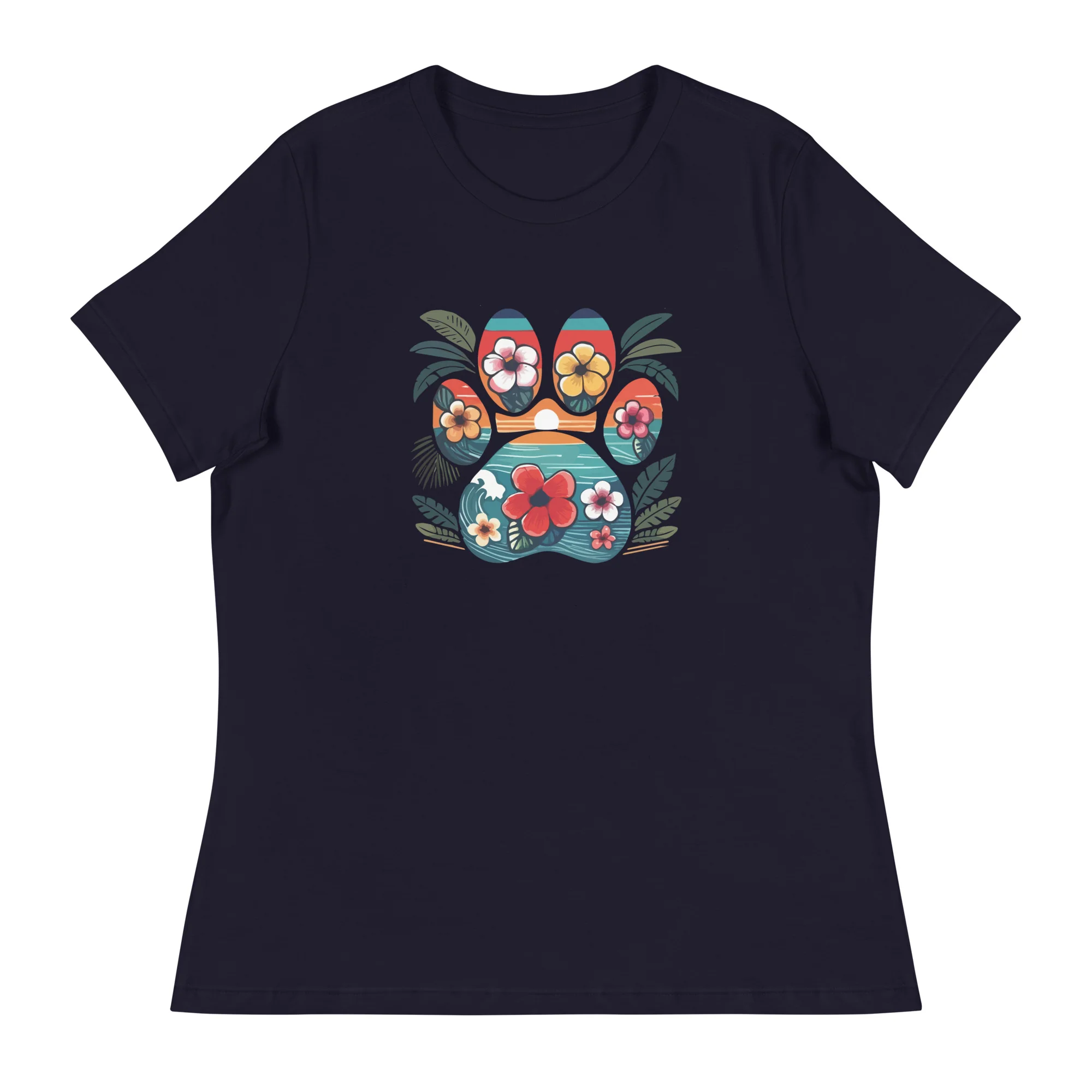 Tropical Paw Print Women's Relaxed T-Shirt - Image 3