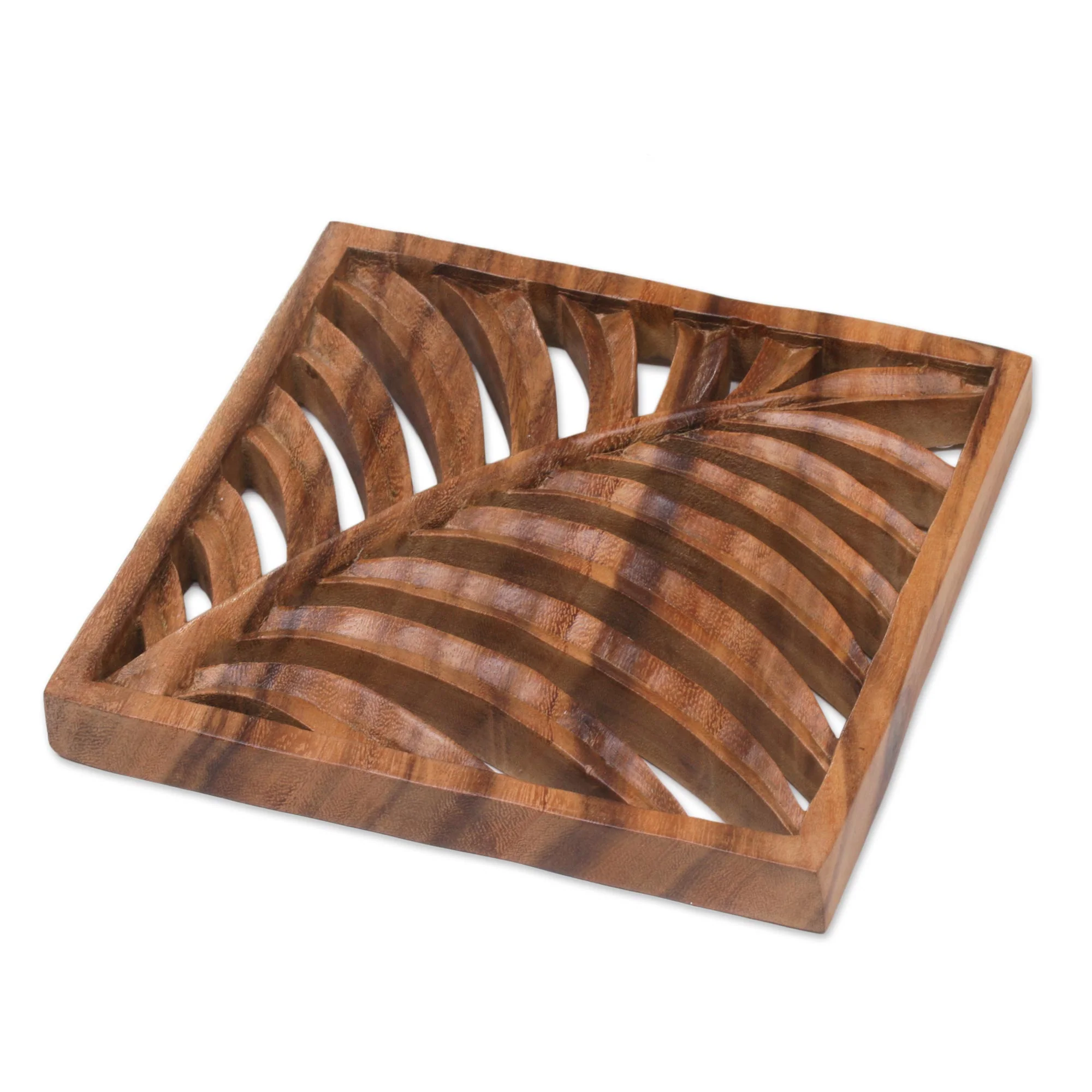 Tropical Vibes Hand Carved Suar Wood Wall Relief Panel from Indonesia - Image 4
