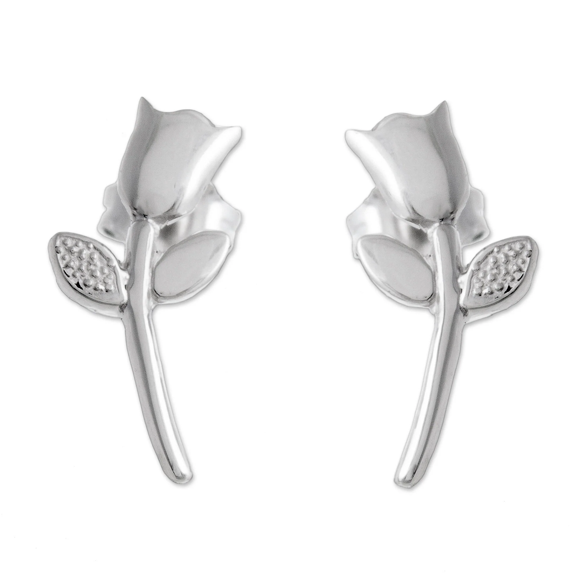 Tulip Gleam Tulip Flower Sterling Silver Drop Earrings from Peru - Image 2