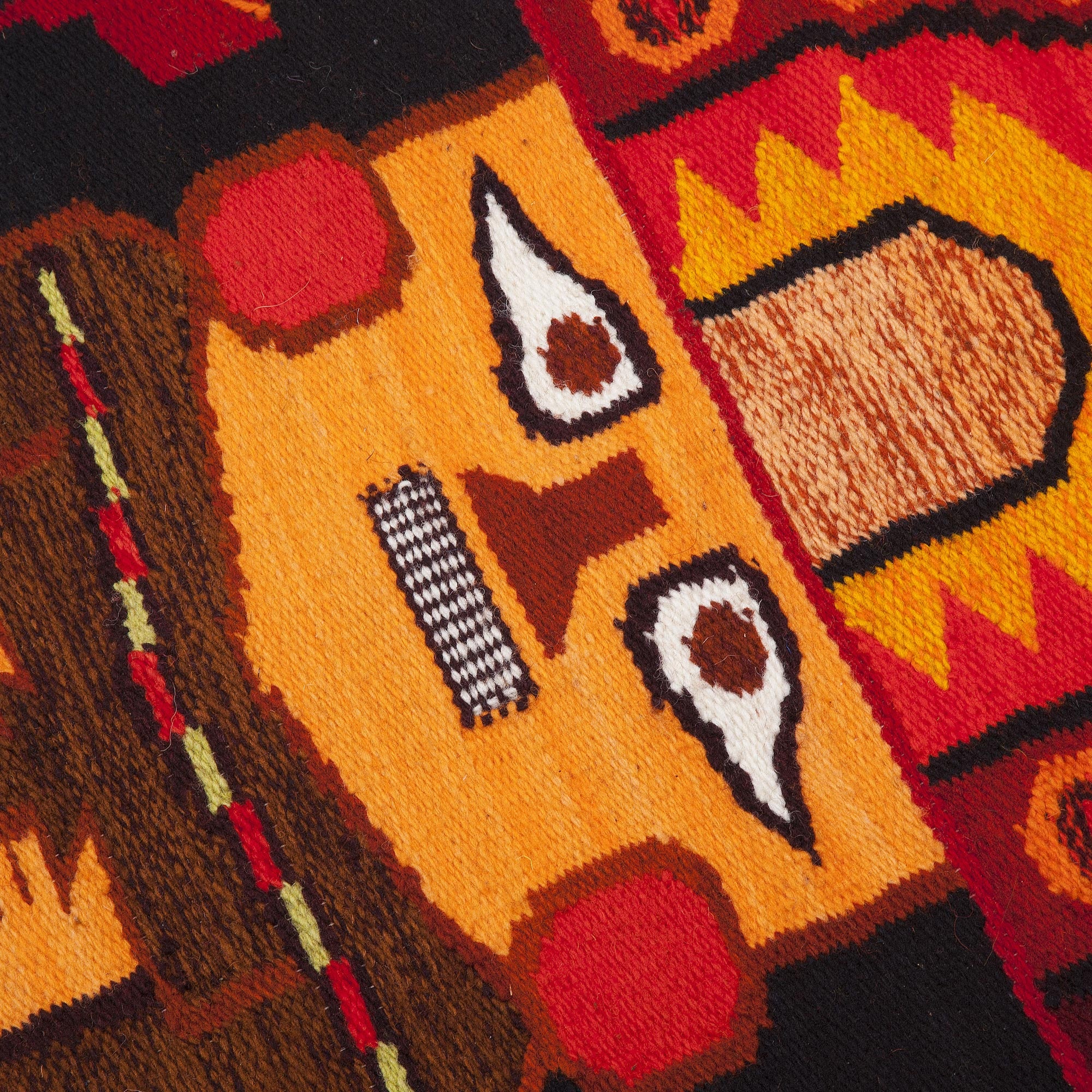 Tumi Axe Signed Handwoven Inca Motif 2.5x4.5 Wool Area Rug from Peru - Image 3