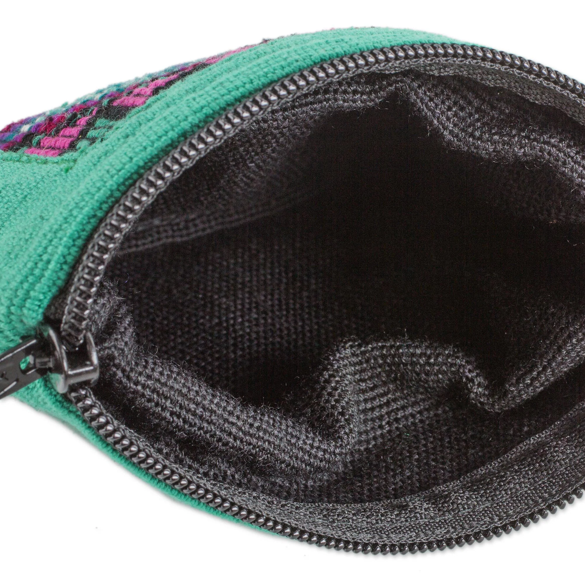 Turquoise Festival Handwoven Cotton Coin Purse in Turquoise from Guatemala - Image 5