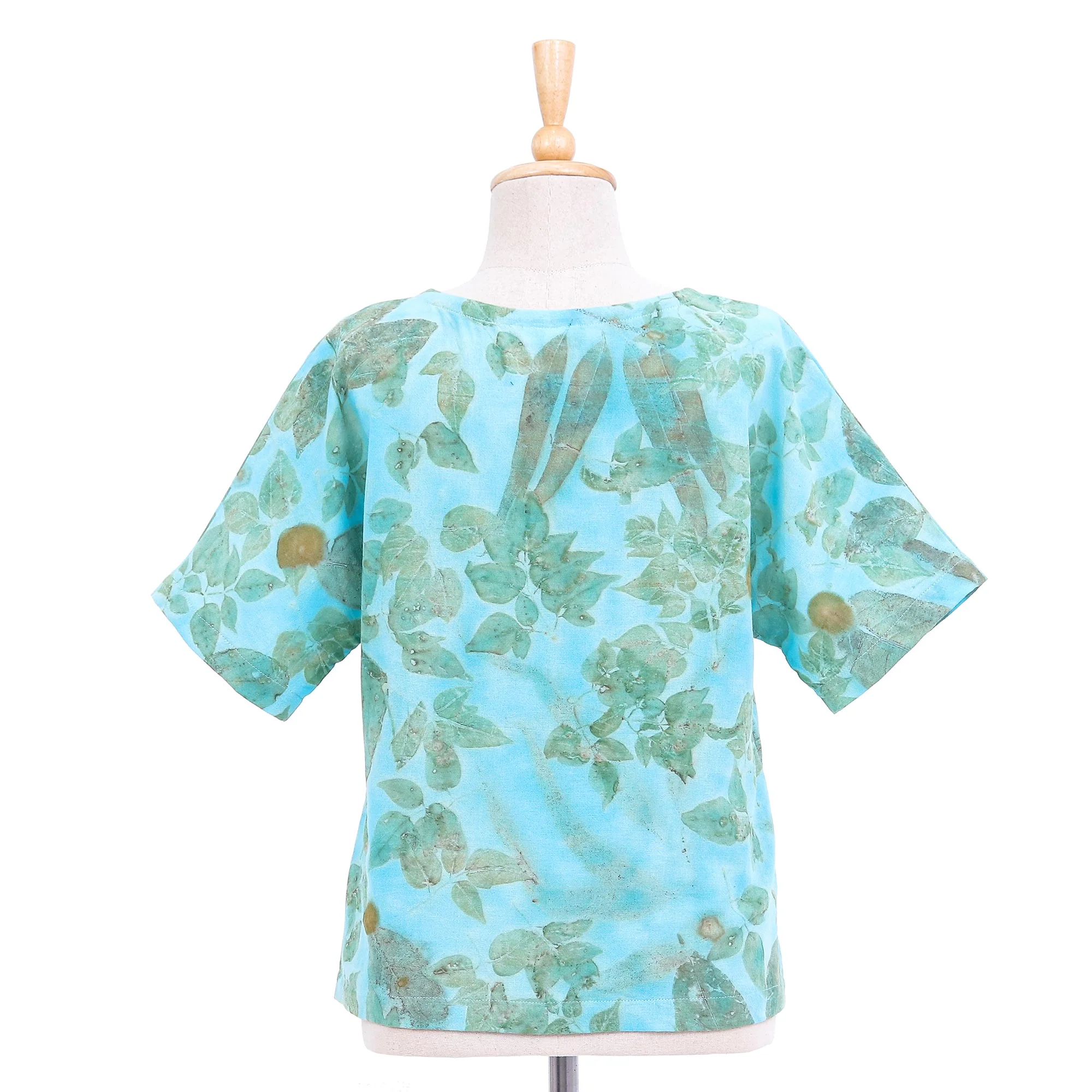 Turquoise Memory Thai Ouke-Printed Cotton Blouse - Image 4