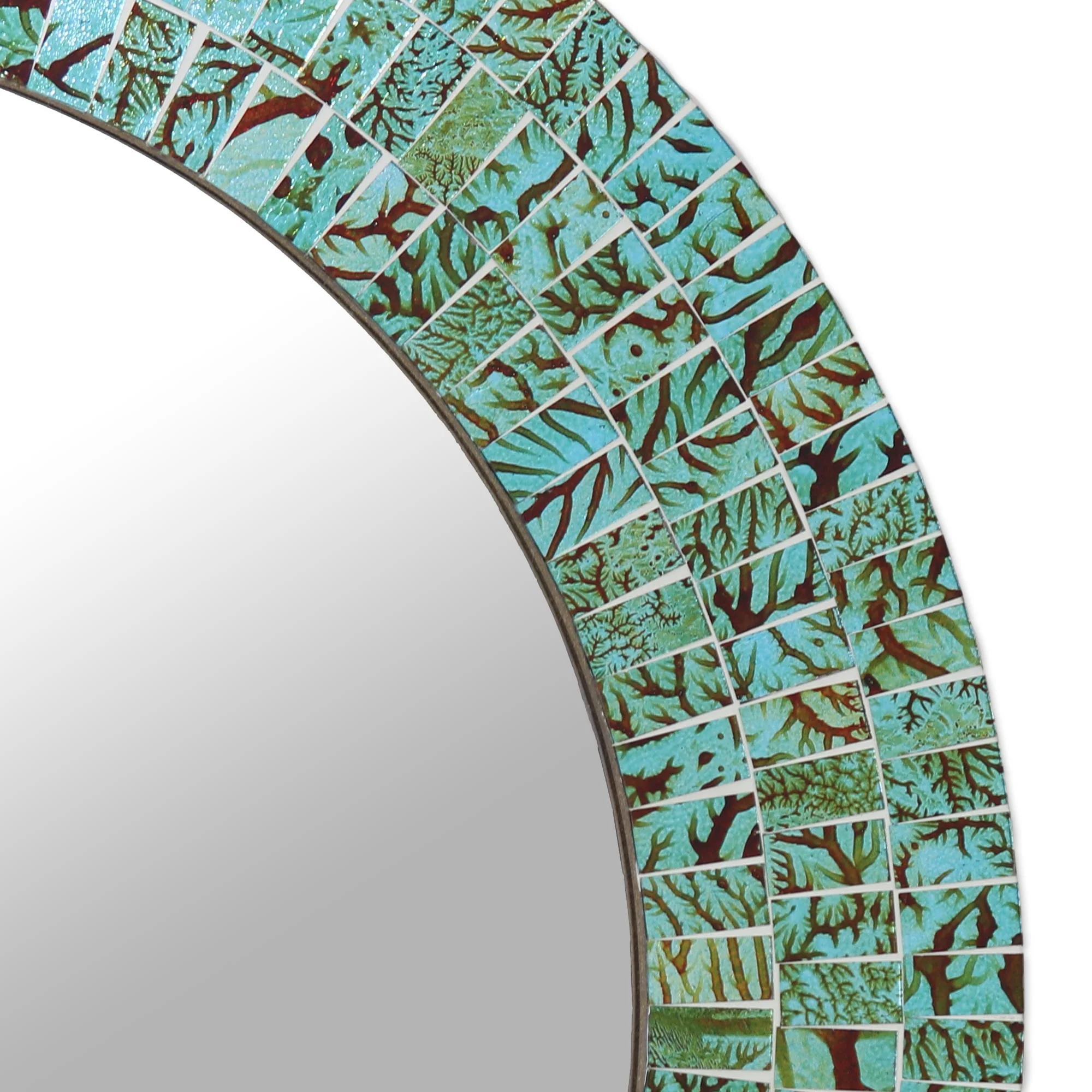 Turquoise Sunset Glass Tiles Round Wall Mirror - Image 3