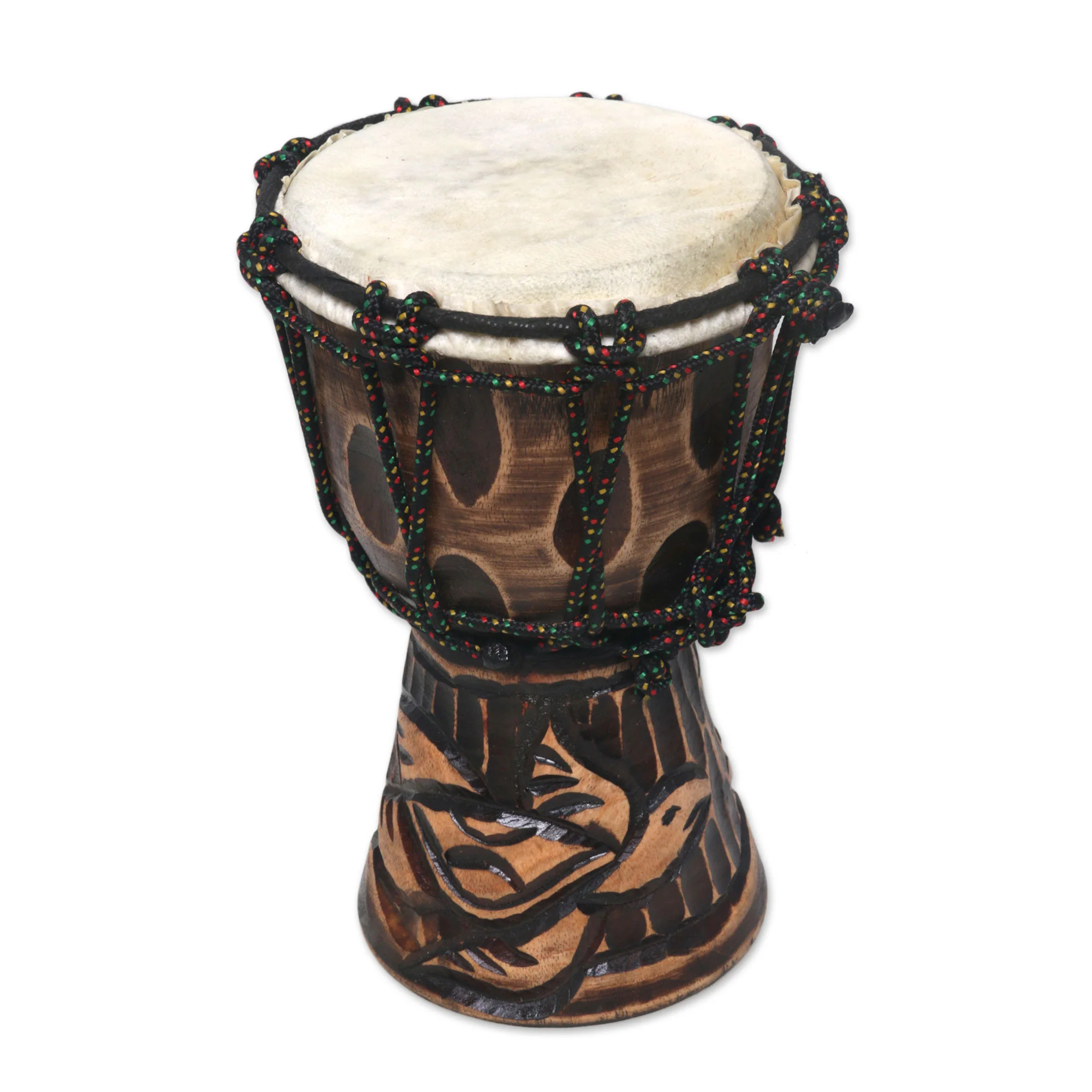 Turtle Beat Turtle-Themed Mahogany Mini Djembe Drum from Bali - Image 2