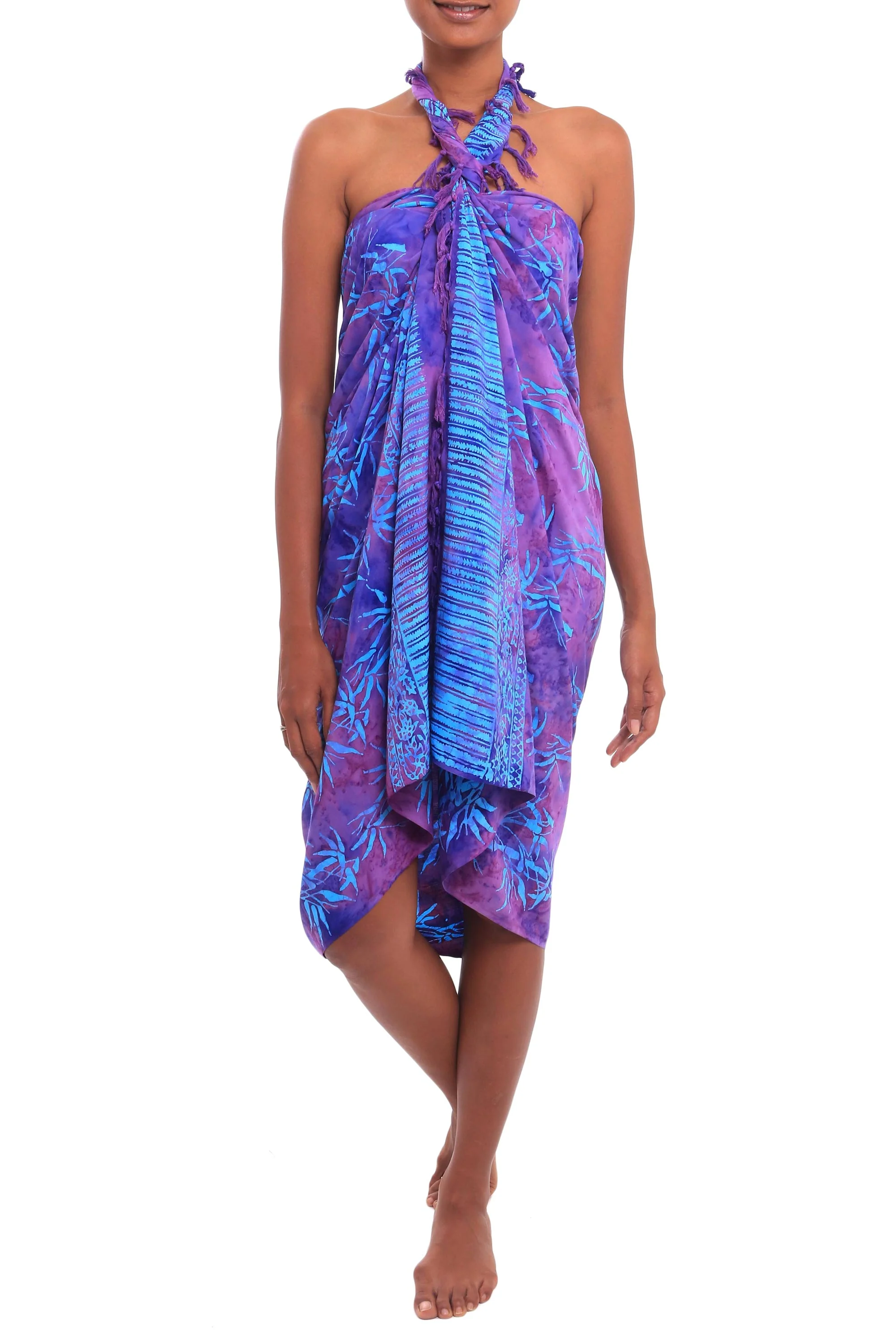 Twilight Bamboo Bamboo Motif Batik Rayon Sarong from Bali - Image 2