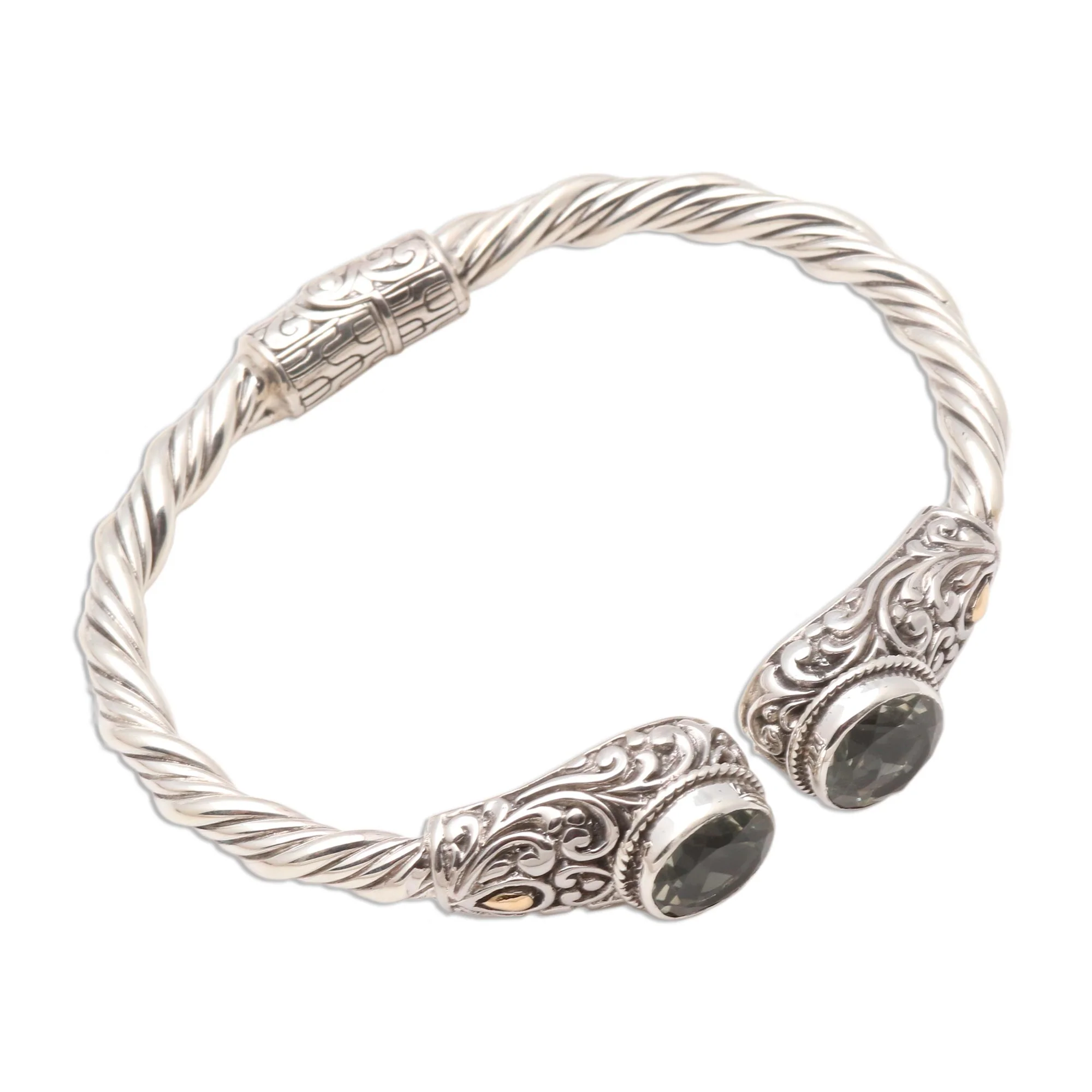 Twin Pools Prasiolite Gold-Accented Silver Cuff Bracelet - Image 5