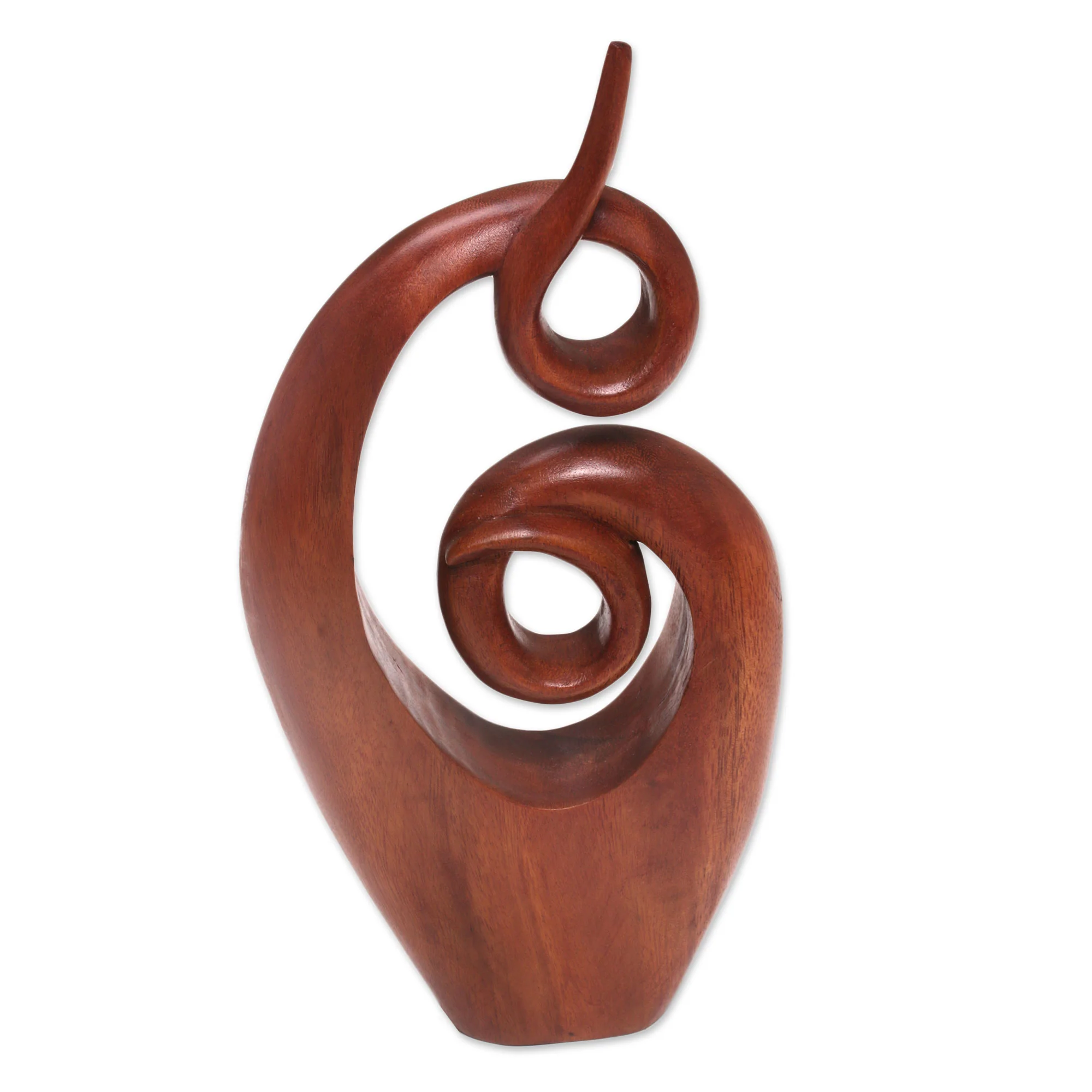 Twirling Together Handcrafted Suar Wood Abstract Sculpture from Bali - Image 2