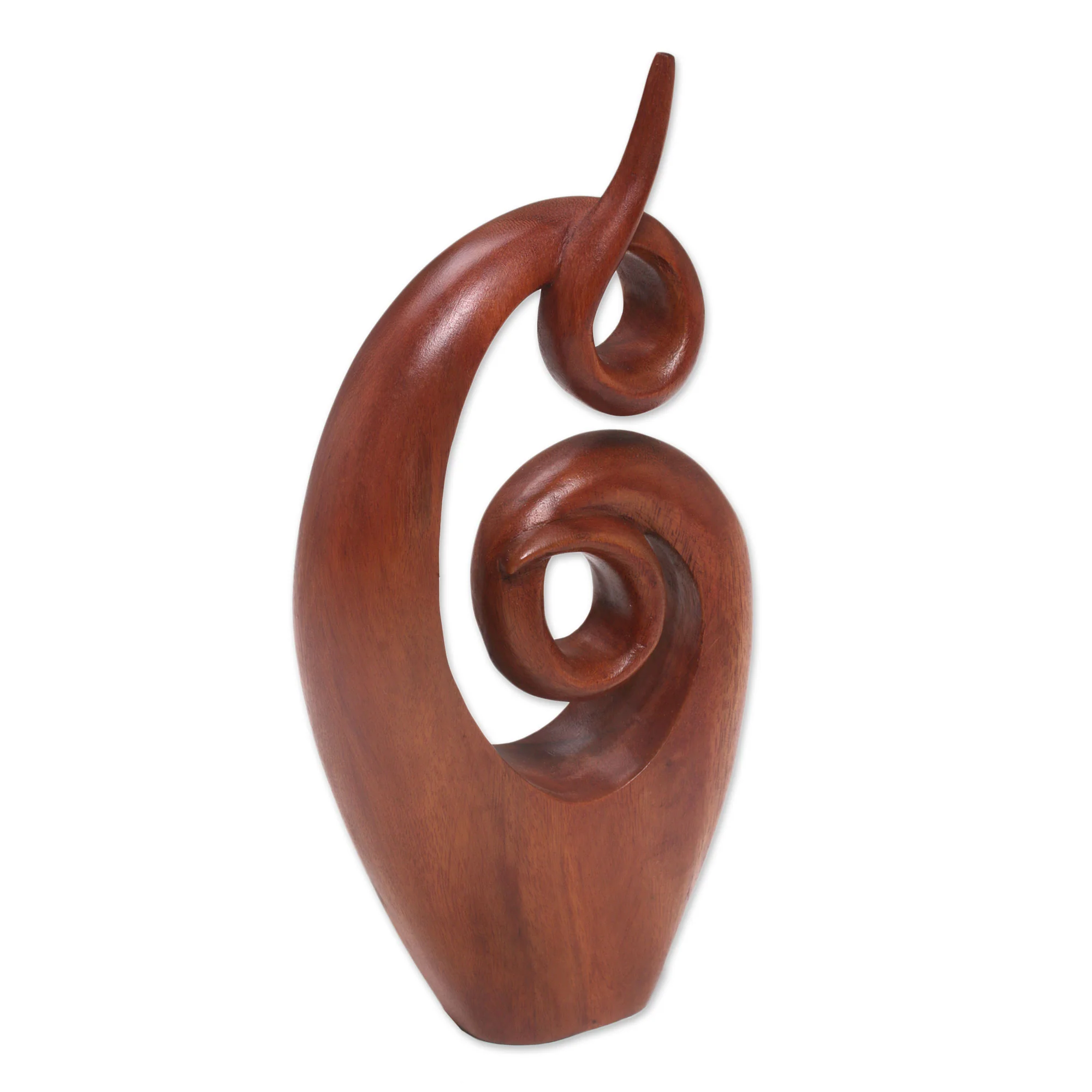 Twirling Together Handcrafted Suar Wood Abstract Sculpture from Bali - Image 4
