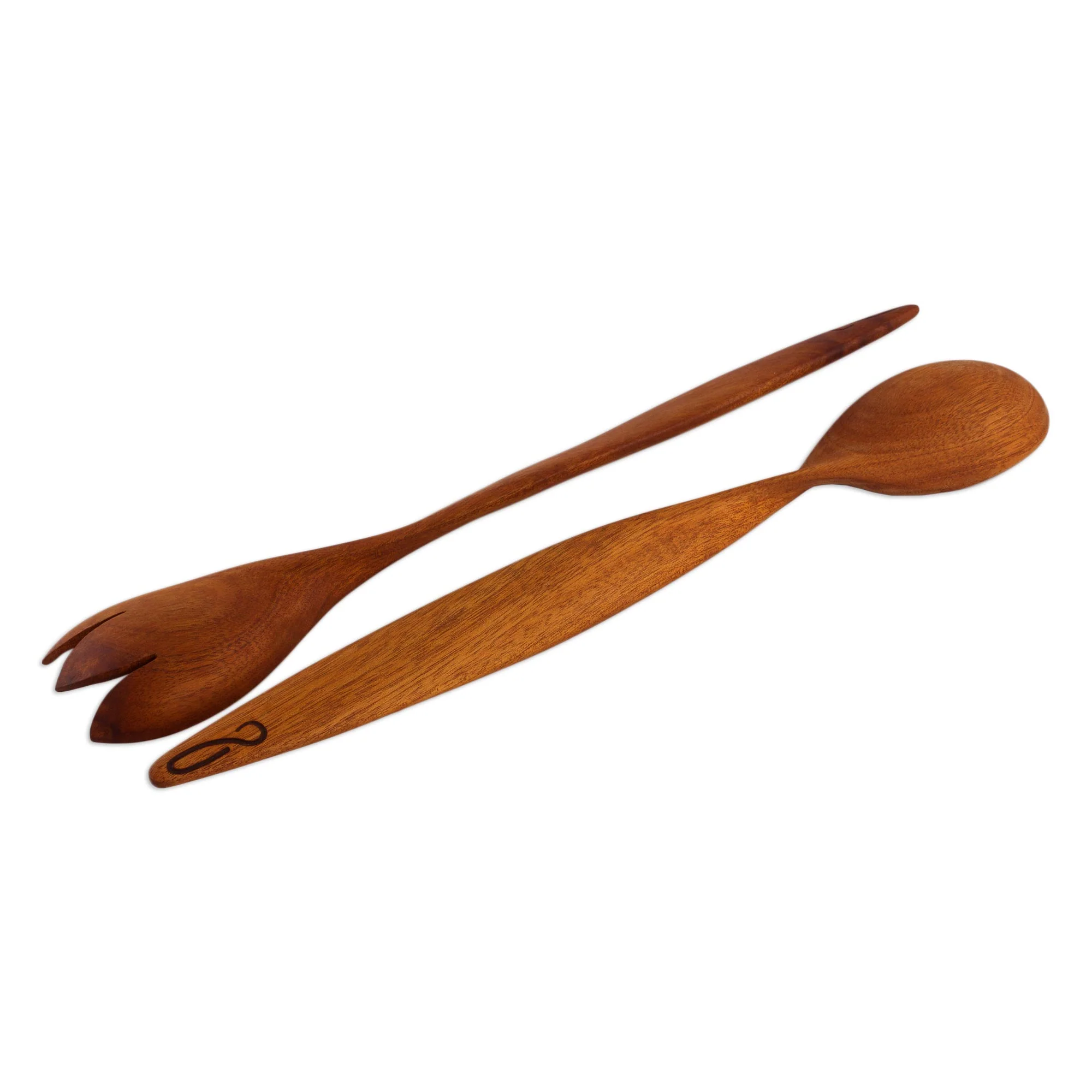Twist of Nature Handcrafted Caoba Wood Salad Servers from Nicaragua - Image 3