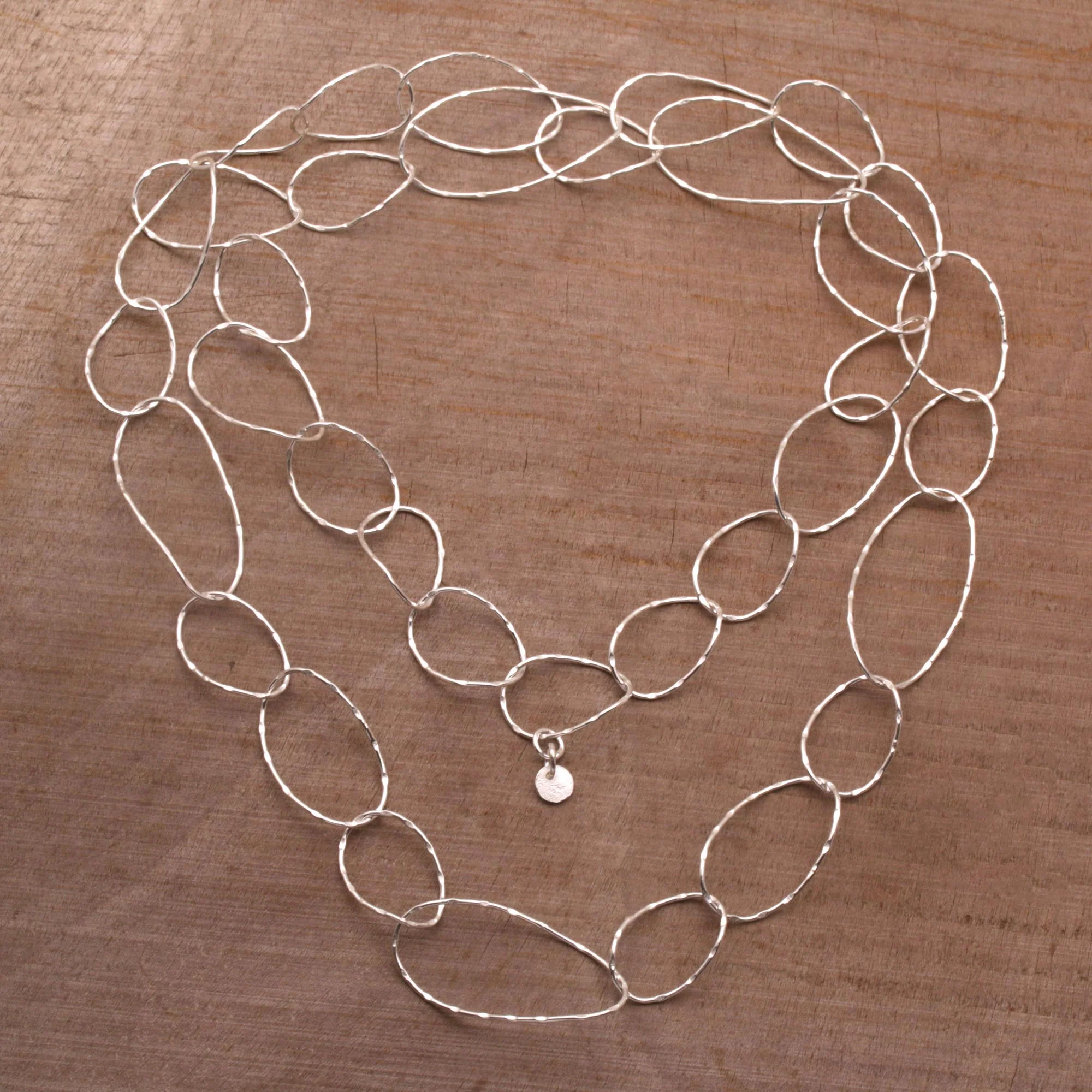 Twisting Links Sterling Silver Chain Link Necklace from Bali