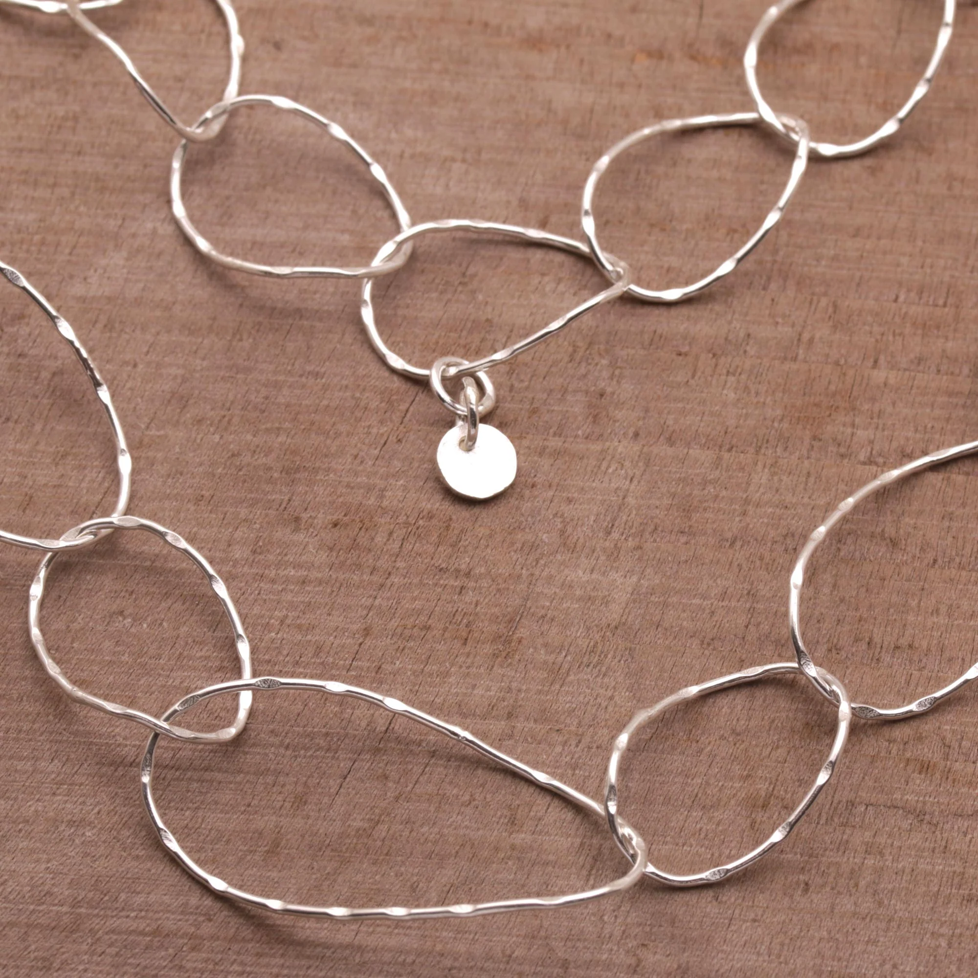 Twisting Links Sterling Silver Chain Link Necklace from Bali - Image 3