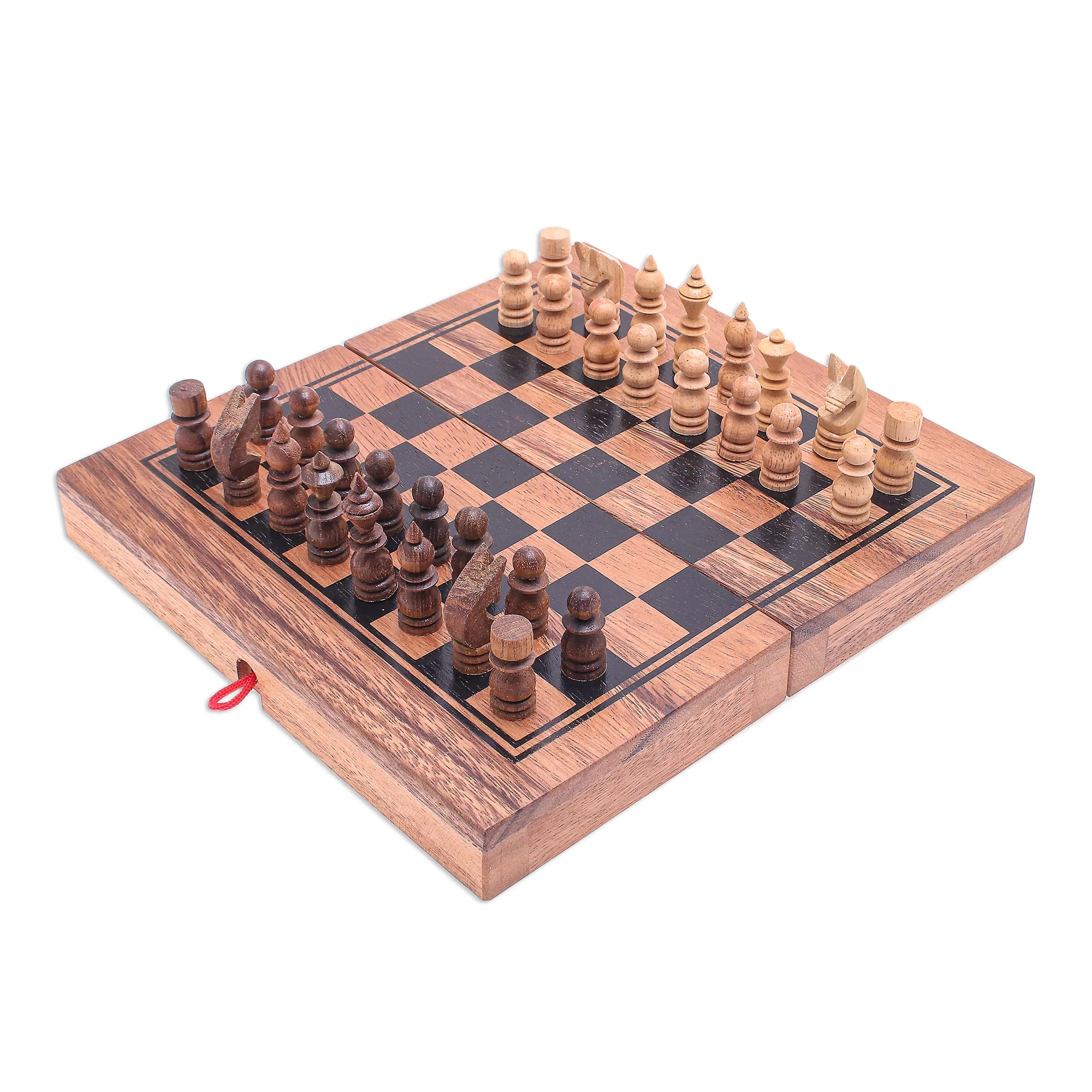 Two for One Handmade Raintree Wood Chess and Backgammon Game - Image 2