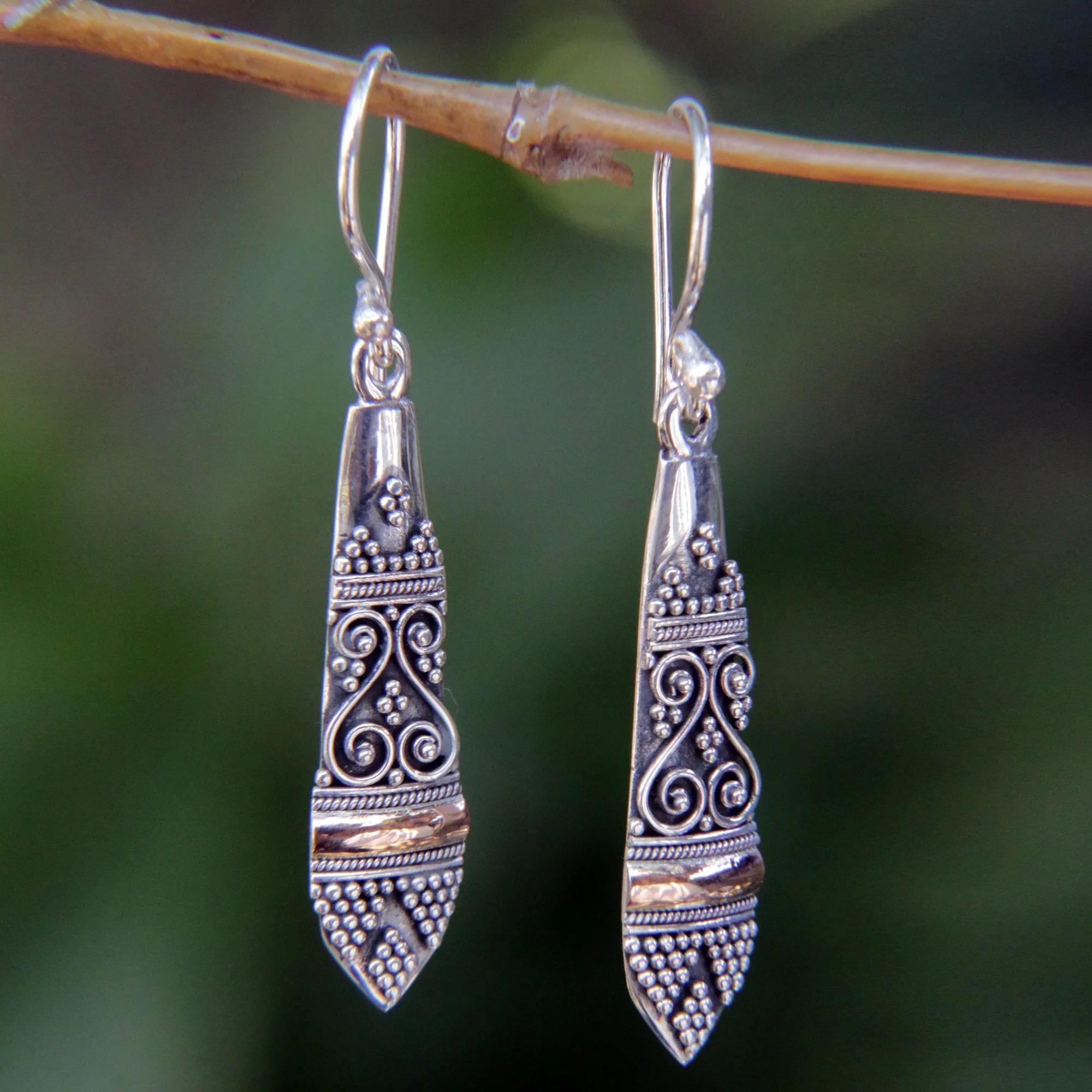 Ubud Dancer Gold & Sterling Silver Drop Earrings - Image 3