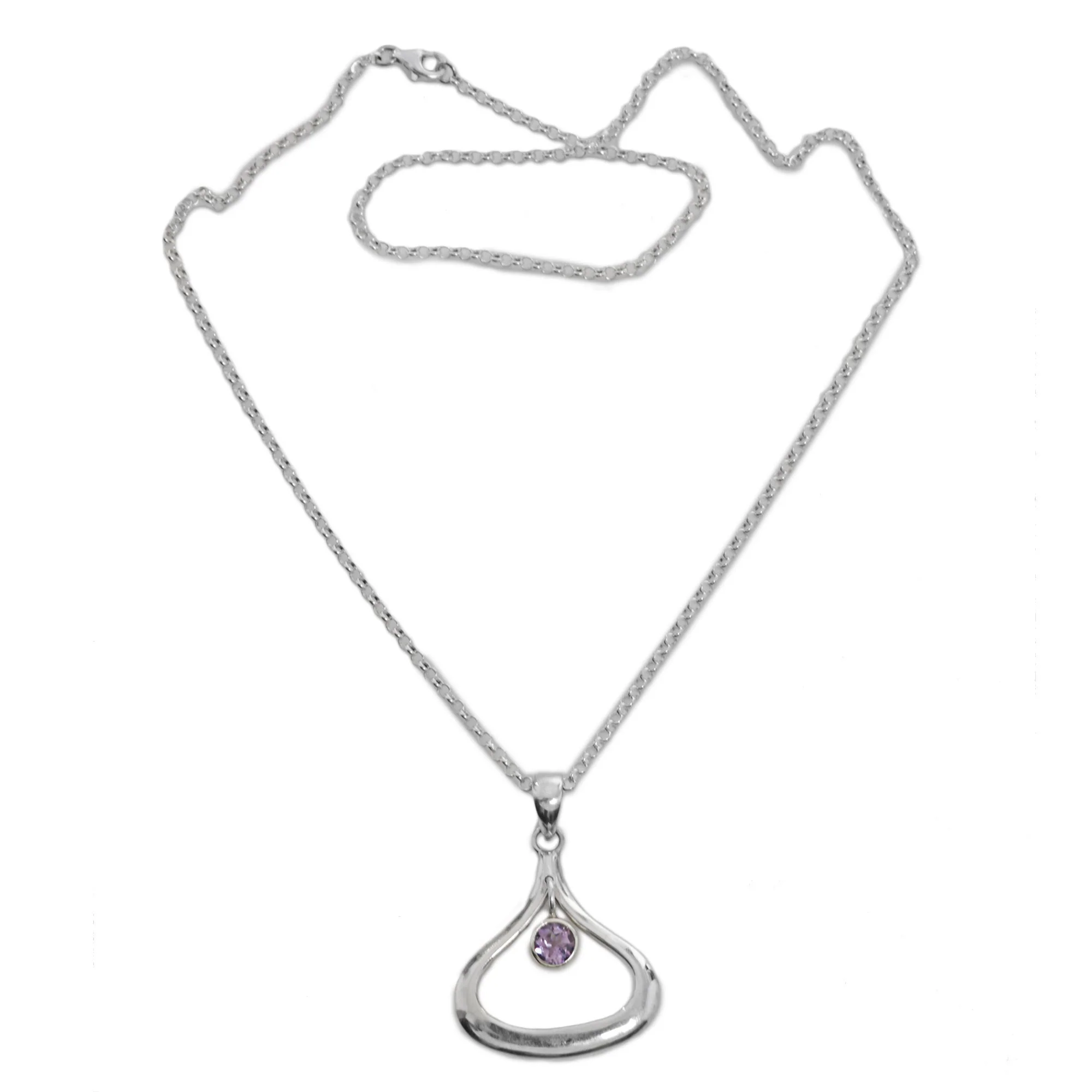 Unbreakable Purple Sterling Silver Amethyst Pendant Necklace from Indonesia - Image 3