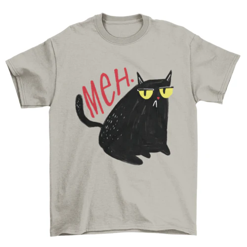 Unimpressed Meh Black Cat T-Shirt - Image 2