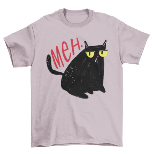 Unimpressed Meh Black Cat T-Shirt - Image 5