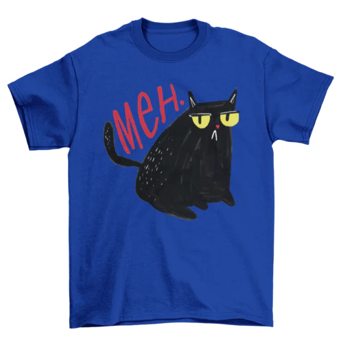 Unimpressed Meh Black Cat T-Shirt - Image 6